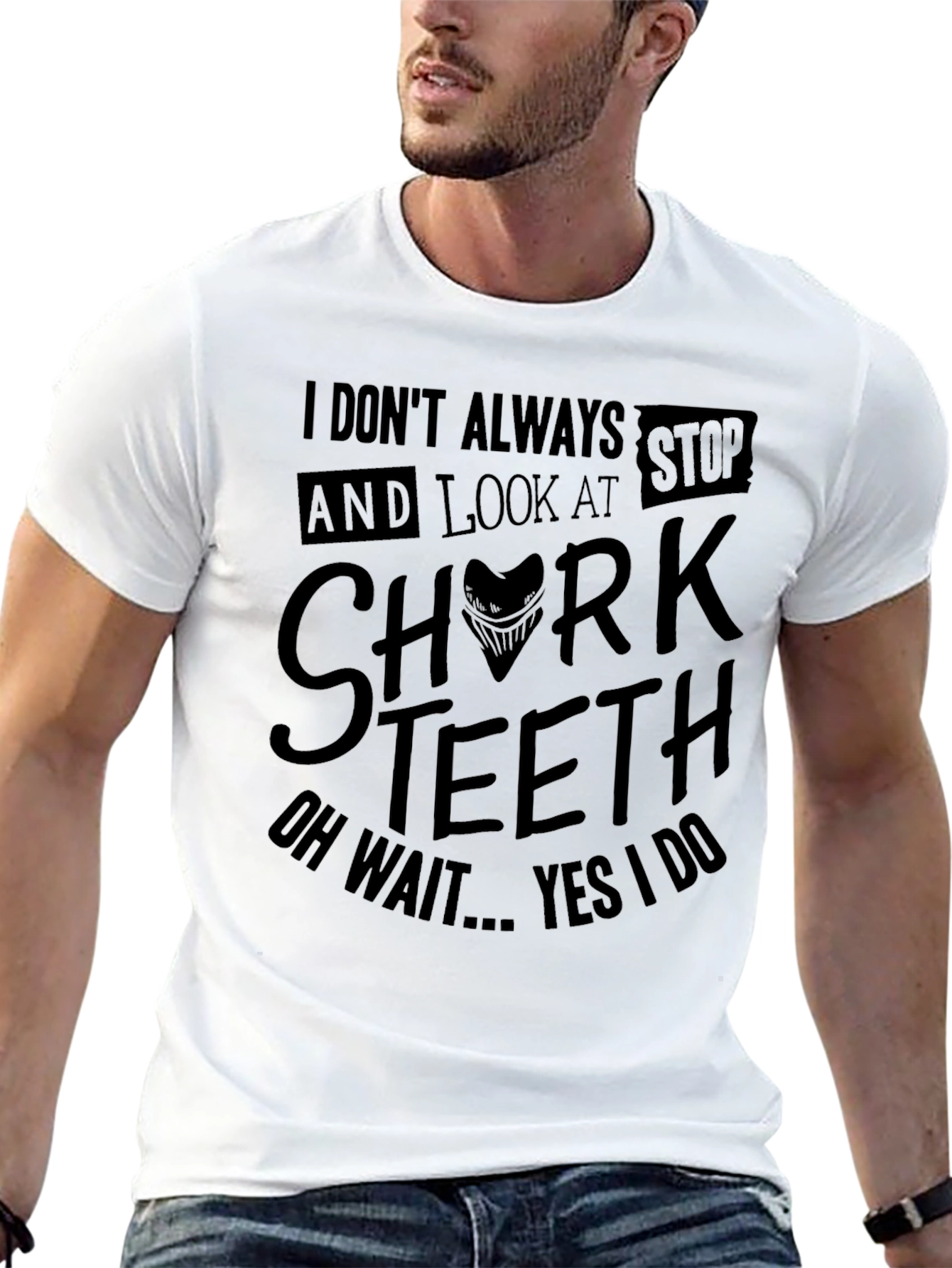 Shark Teeth Graphic Novelty Mens T-Shirt