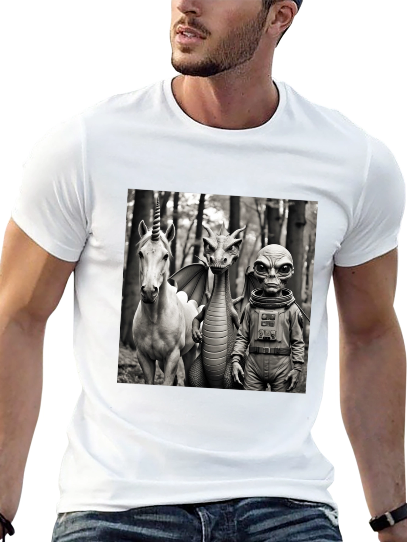 Unicorn Dragon & Alien Graphic Tee