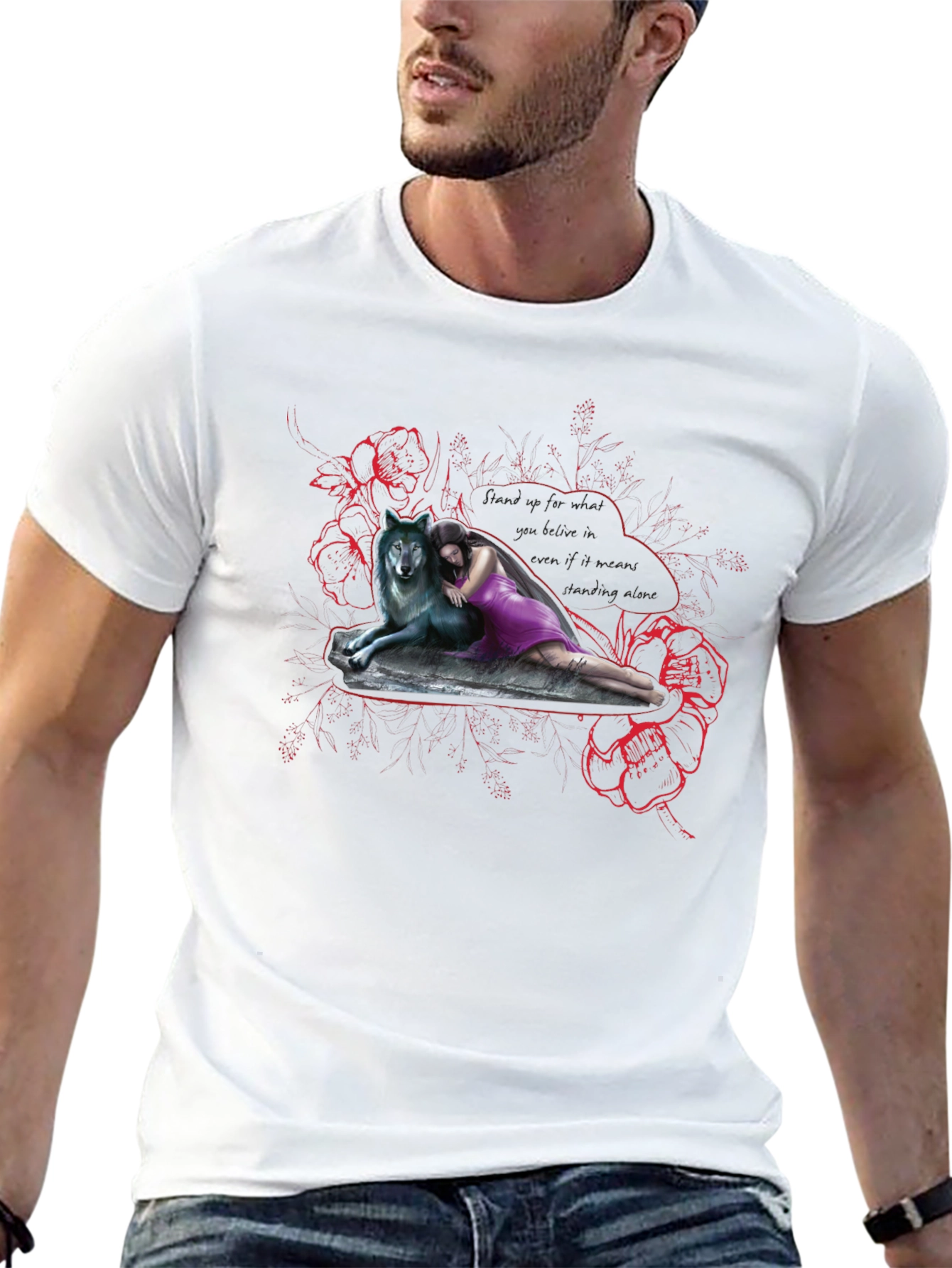 Wolf & Woman Graphic Print Tee