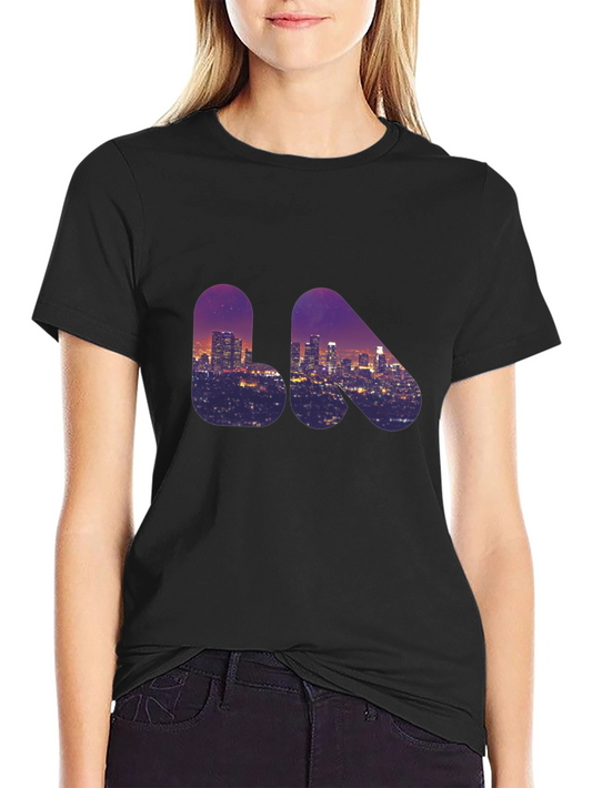 LA Skyline Black Graphic Tee - Mens Short Sleeve T-Shirt