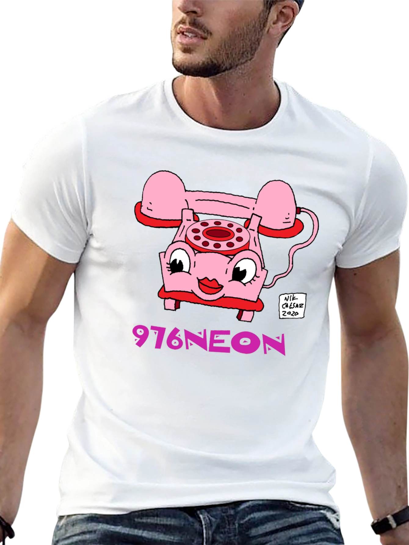 Retro Cartoon Phone Graphic T-Shirt