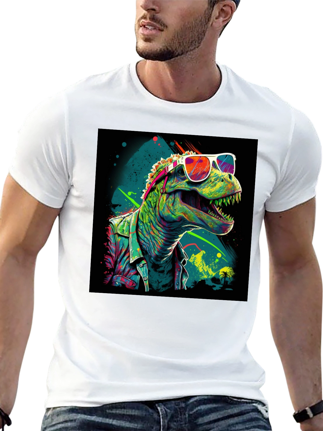 Retro Dinosaur Graphic Tee - Cool T-Rex in Sunglasses!