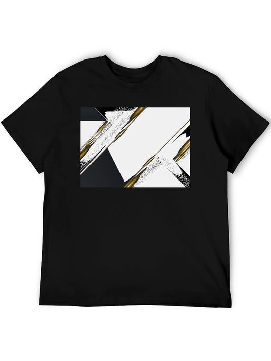 Abstract Geometric Graphic Black T-Shirt