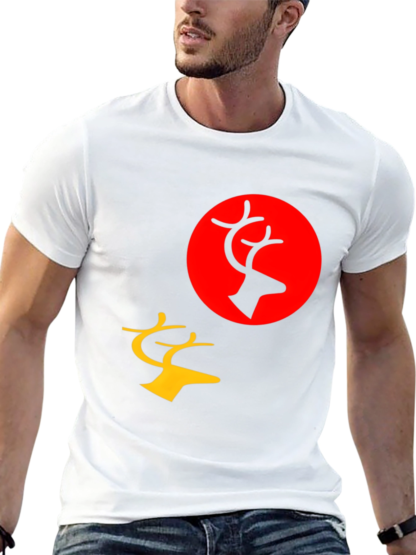 Graphic Tee: Deer Silhouette Print Black