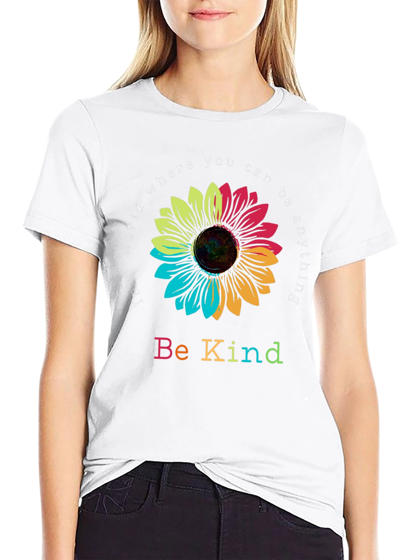 Be Kind Sunflower Graphic Tee - Black