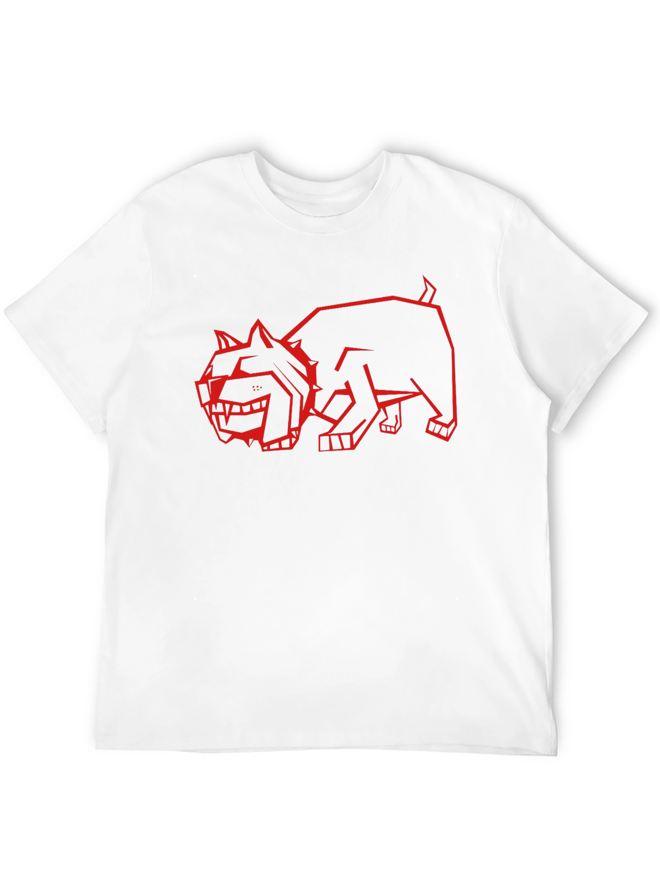 Geometric Red Dog Graphic Black T-Shirt