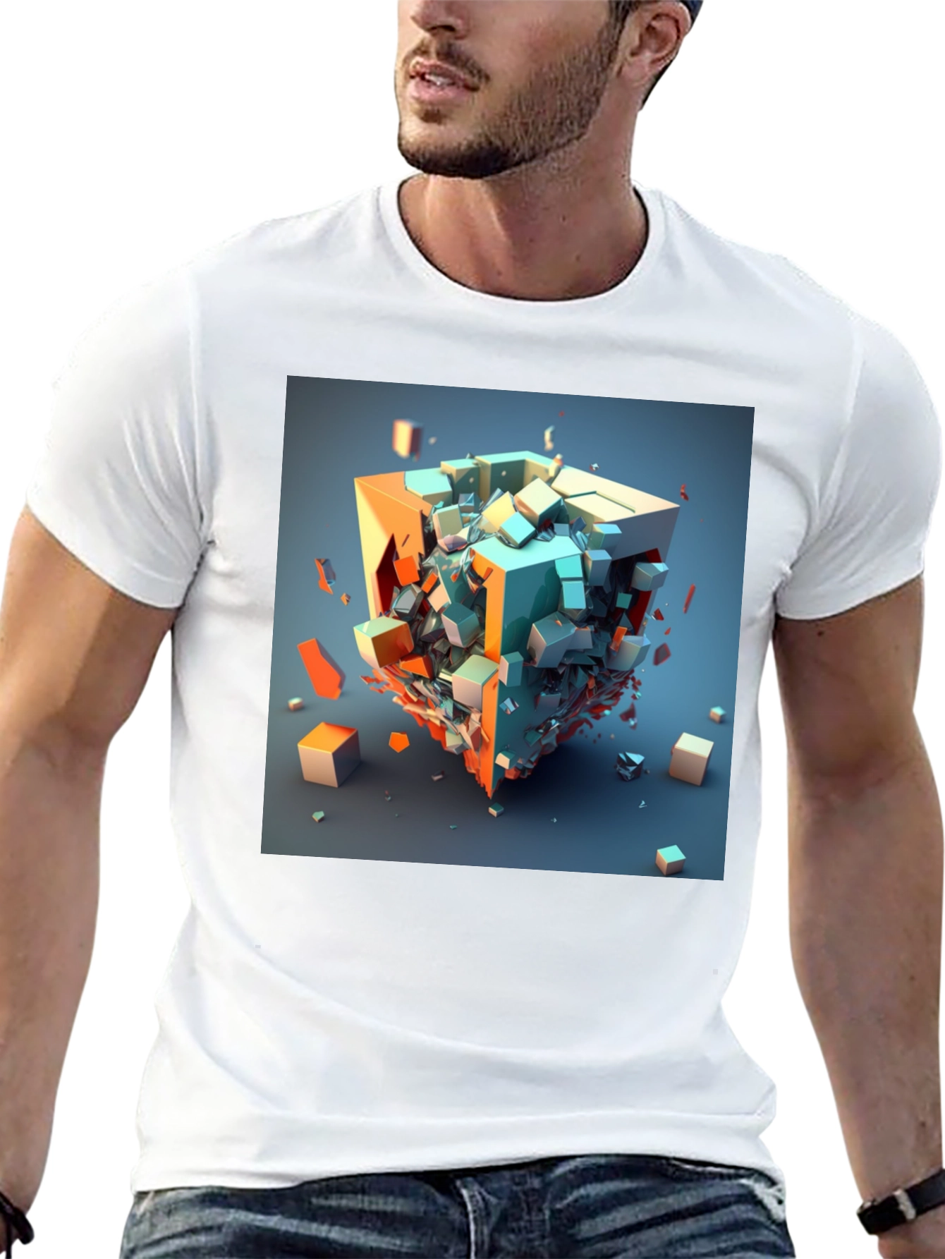Abstract Cube Graphic Tee - Modern Art Shirt