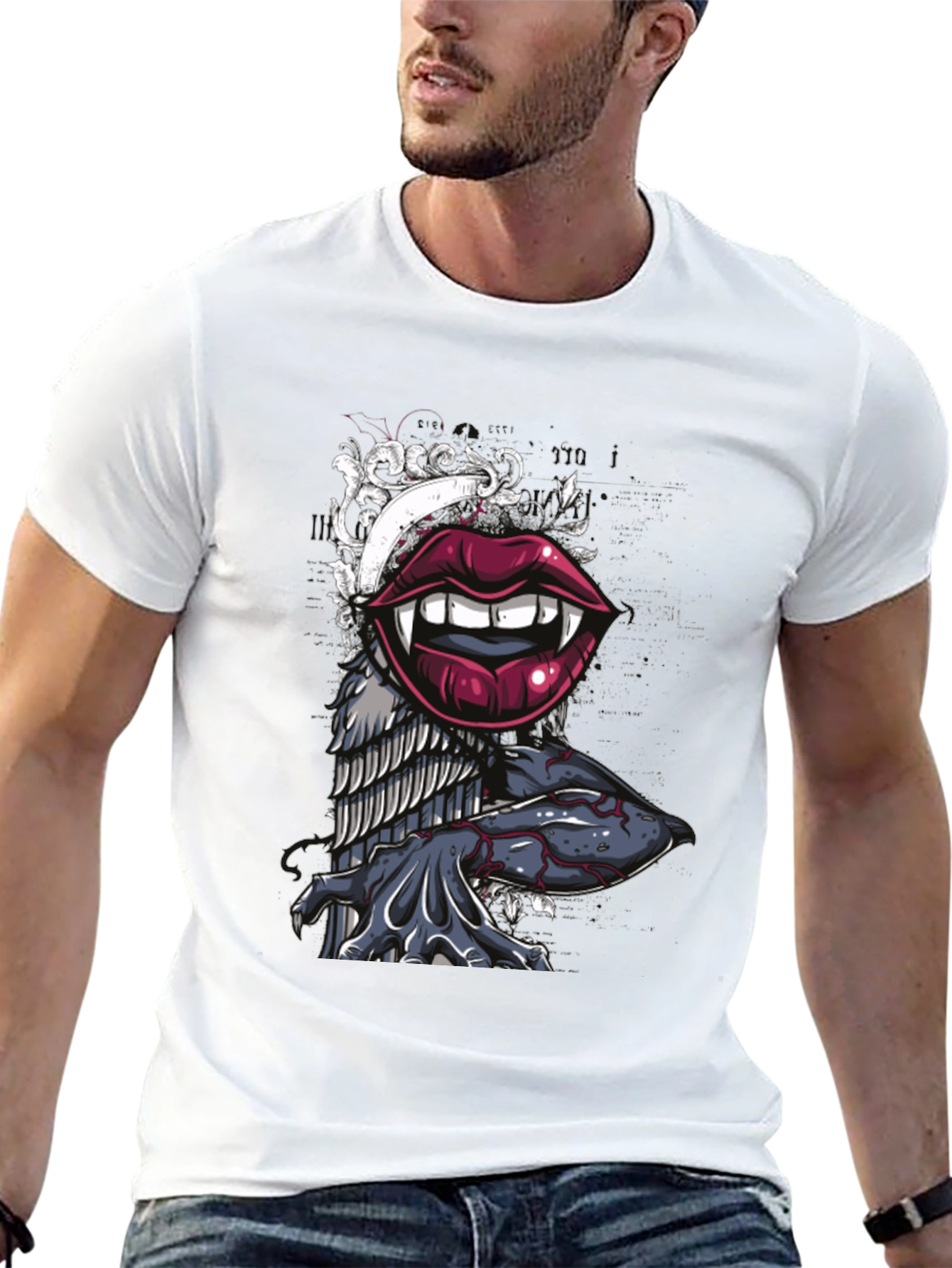Vampire Lips Graphic Tee - Unique Design