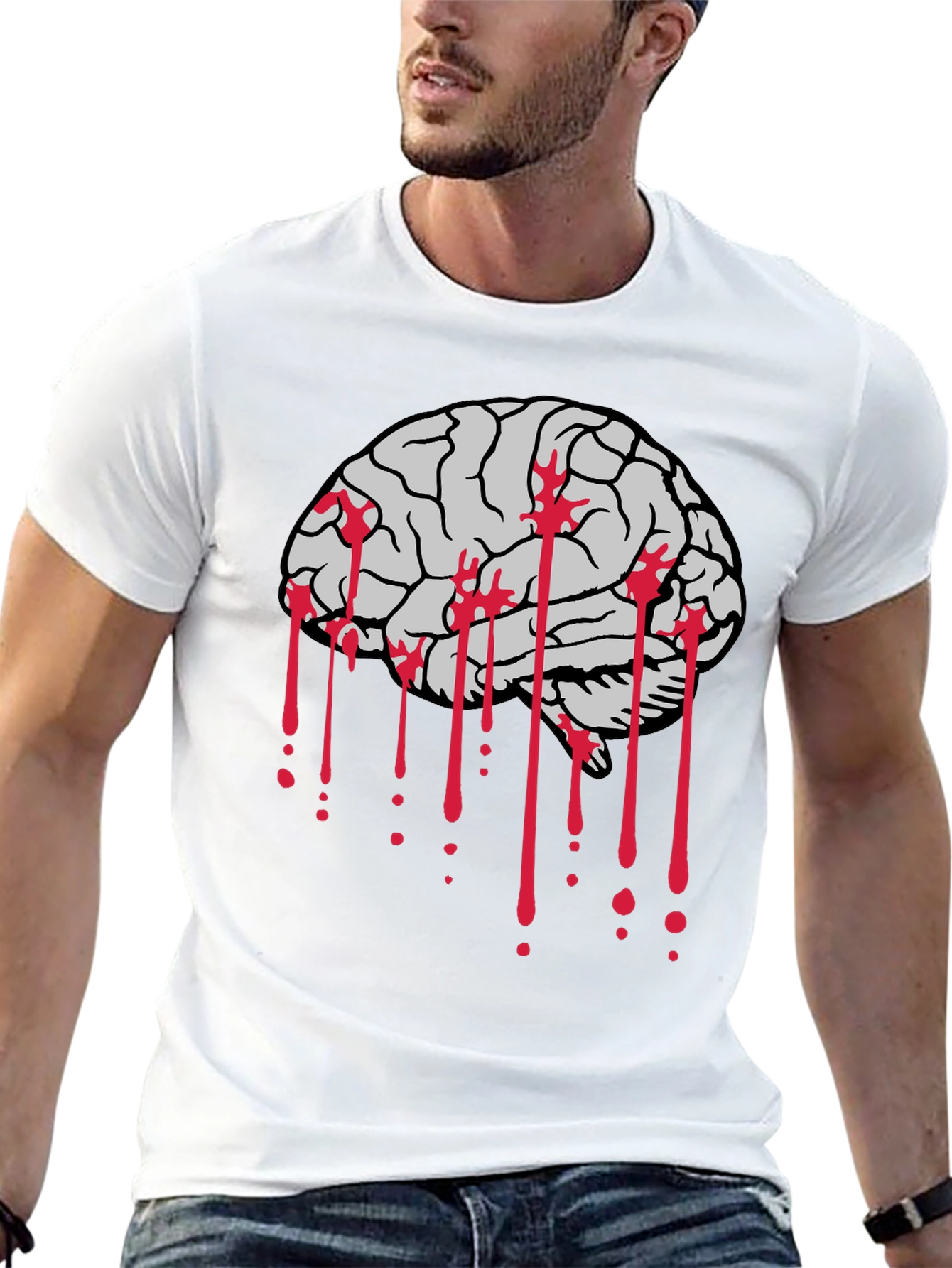 Bloody Brain Graphic Tee - Black Cotton T-Shirt