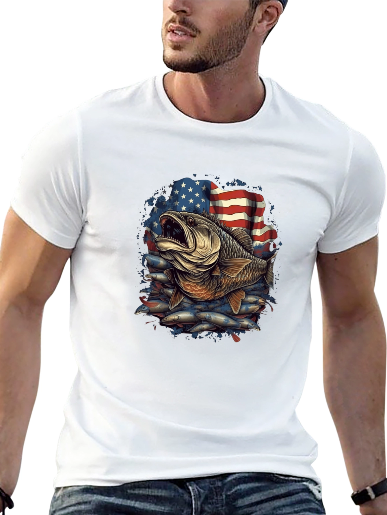 American Bass Fishing Graphic Tee