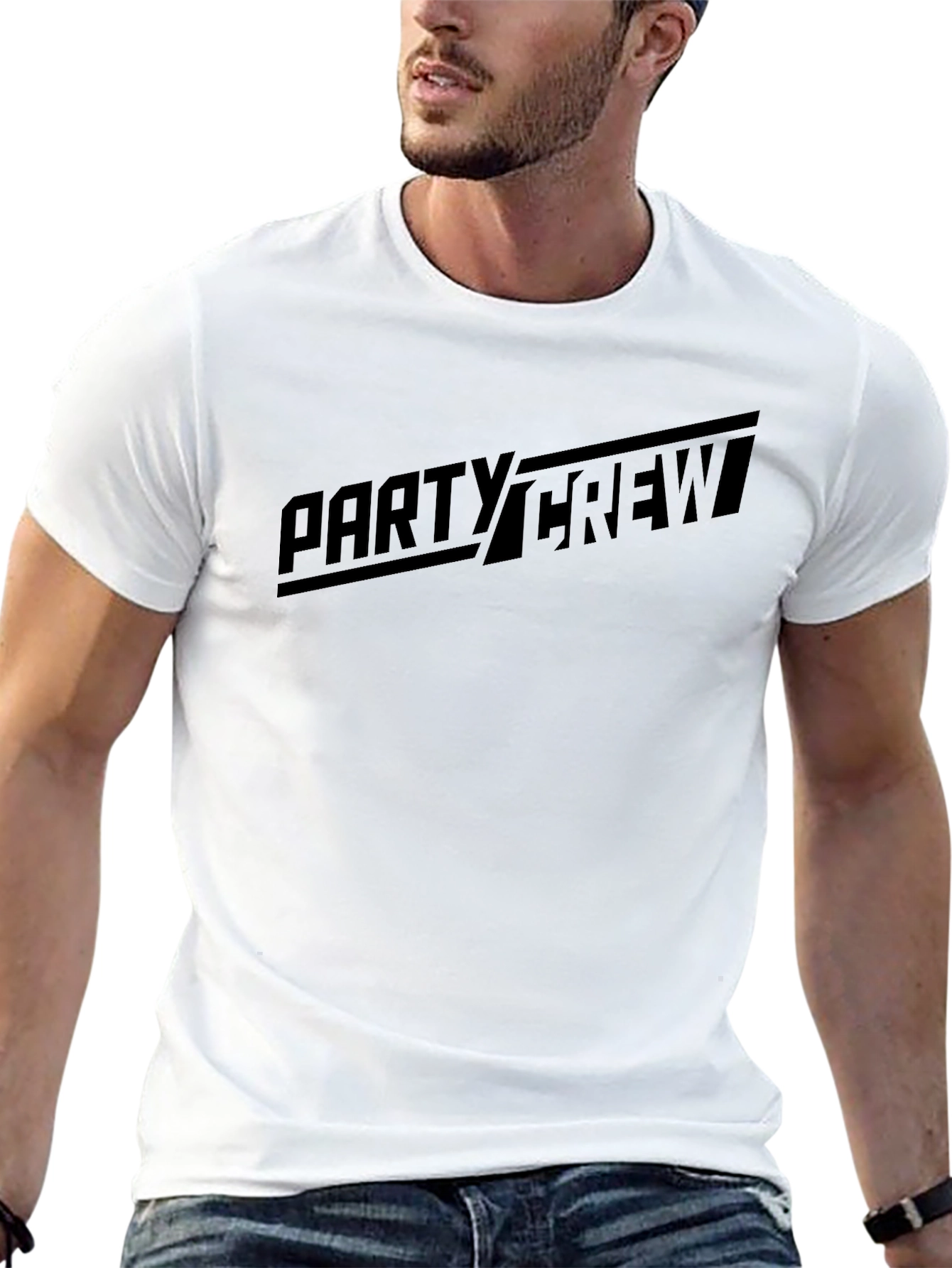 Party Crew Graphic Tee - Black Cotton T-Shirt