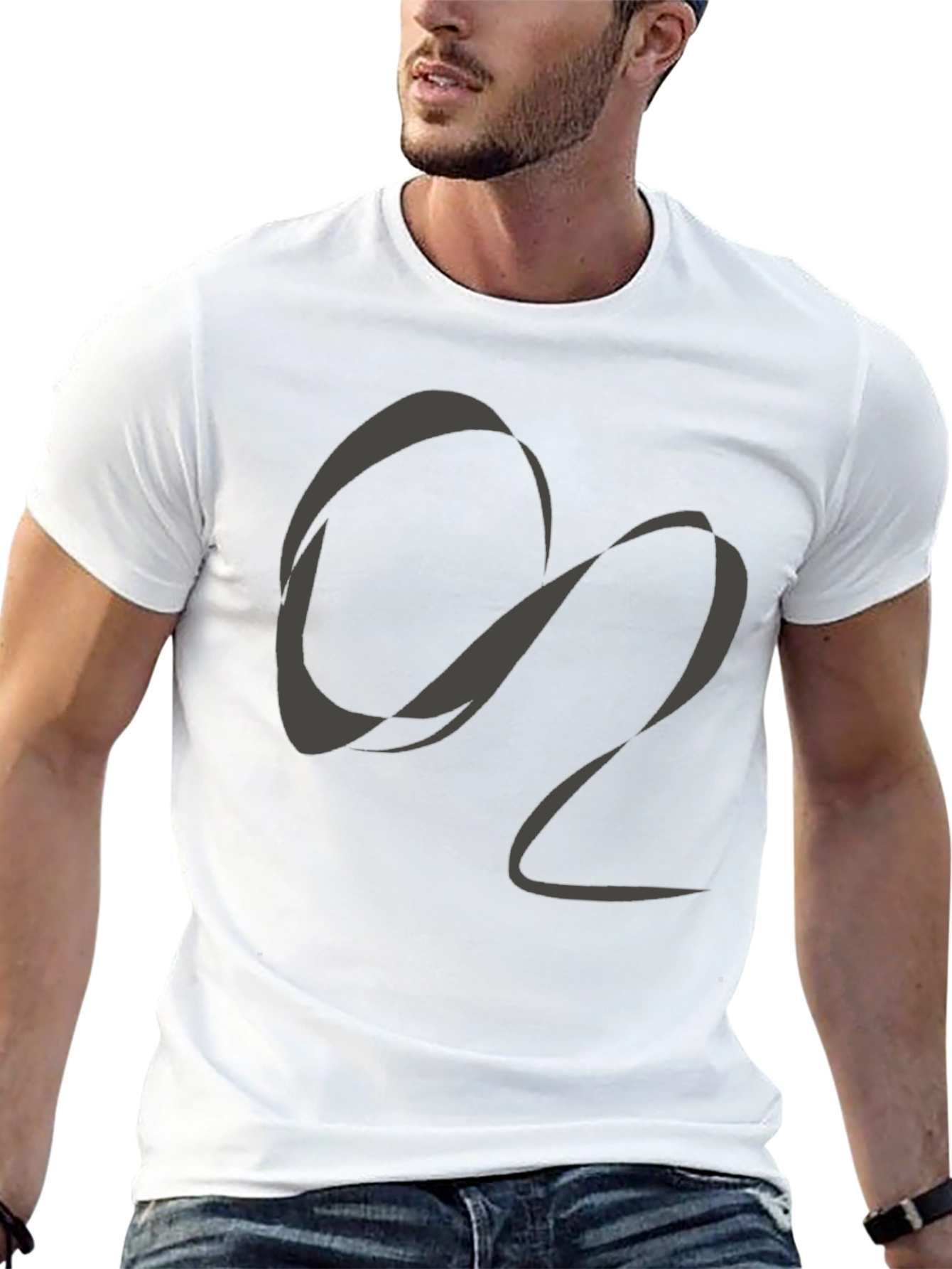 Abstract O2 Graphic Print Black T-Shirt