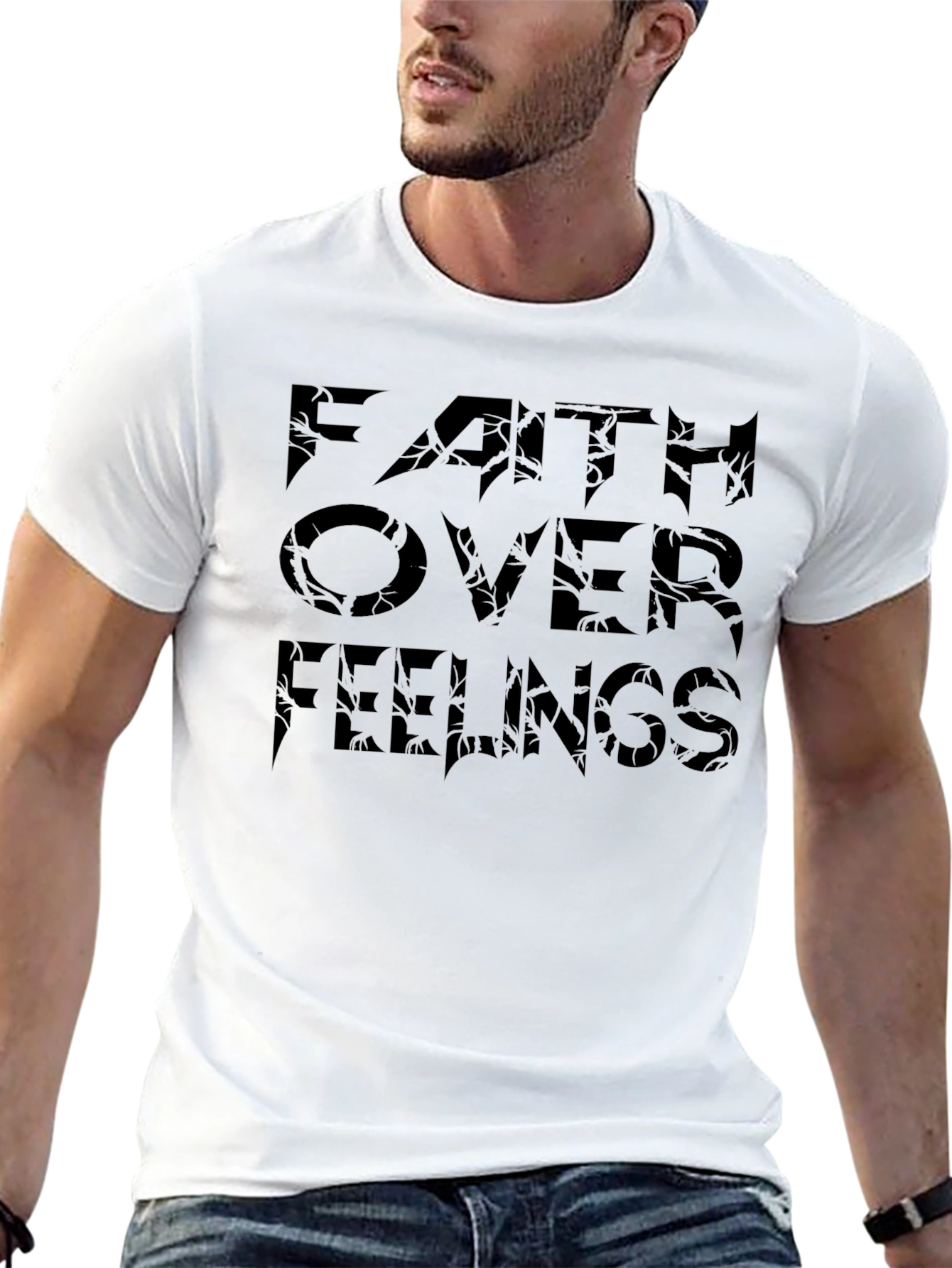 Faith Over Feelings Graphic Tee - Black
