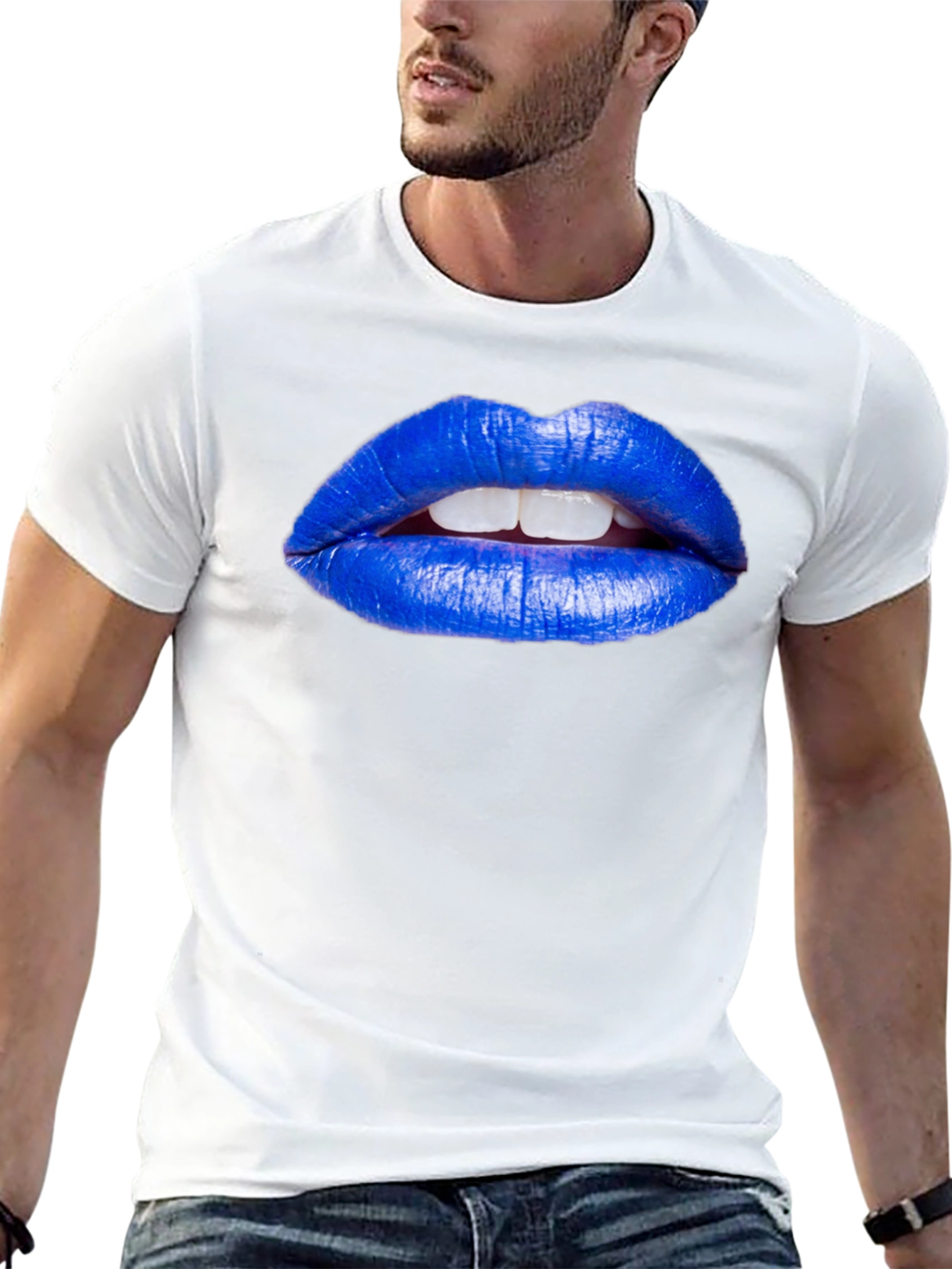 Blue Lips Graphic Tee - Unique Fashion Statement