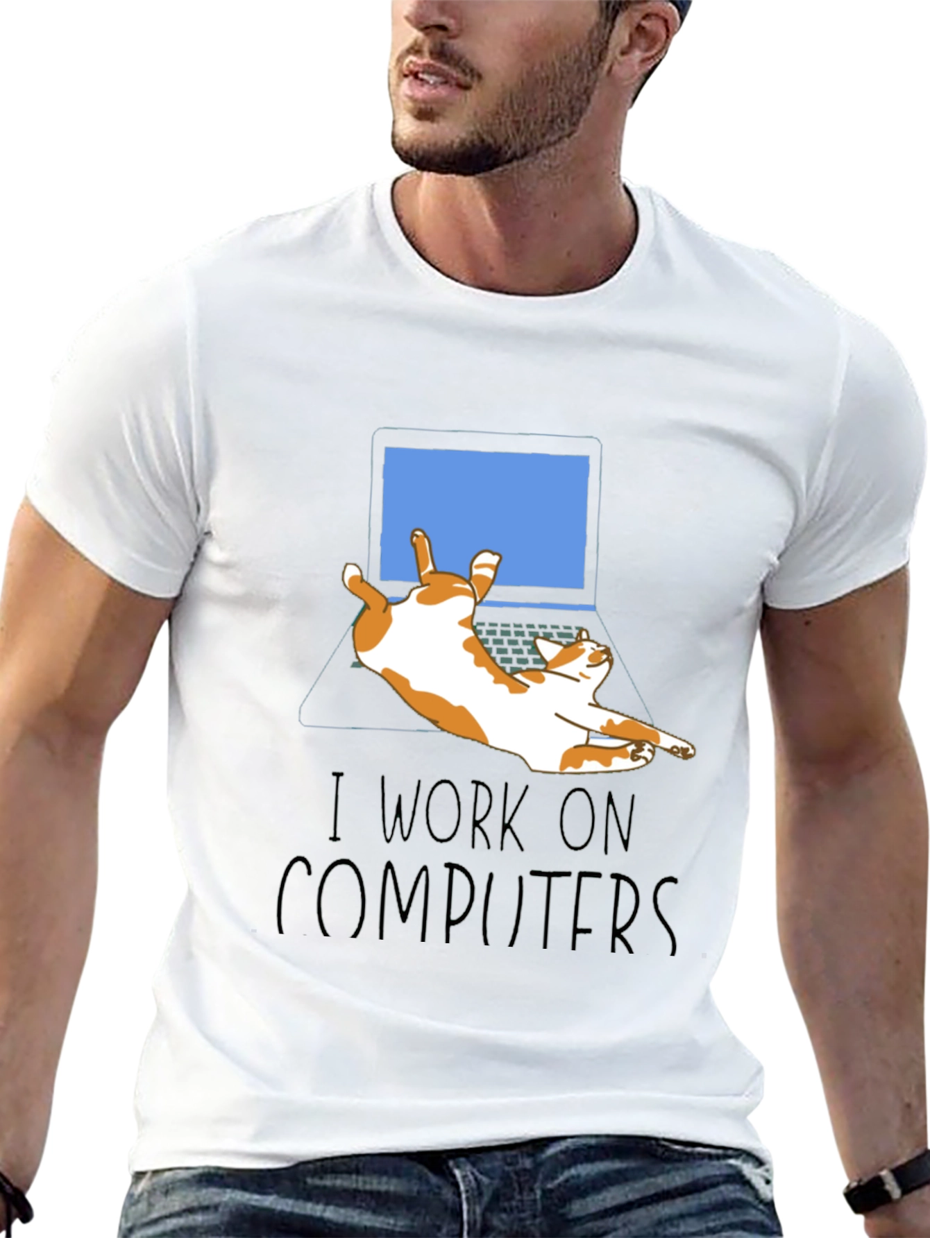 Funny Cat Computer T-Shirt