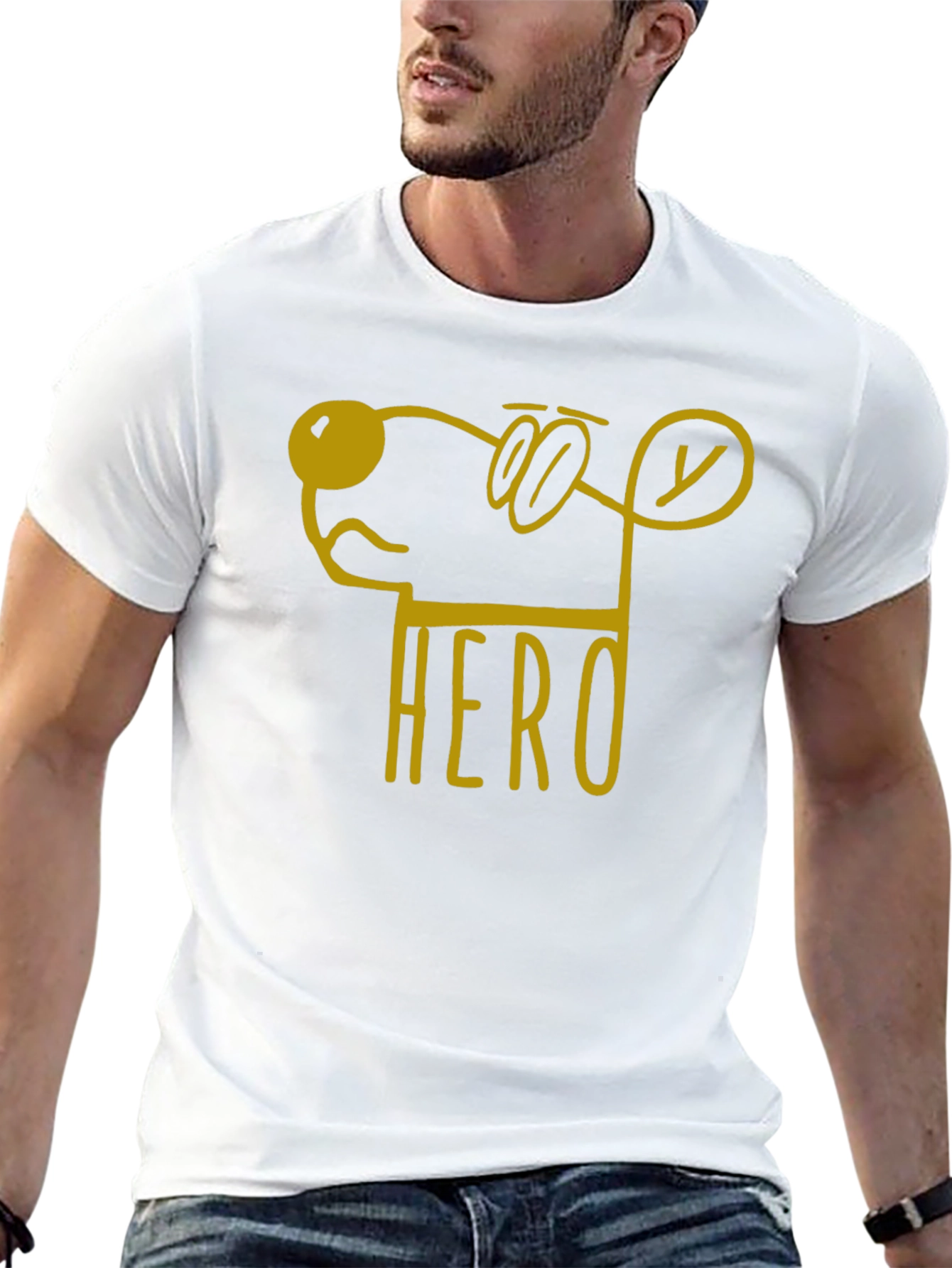 Hero Dog Cartoon Graphic Tee - Unisex Black T-Shirt