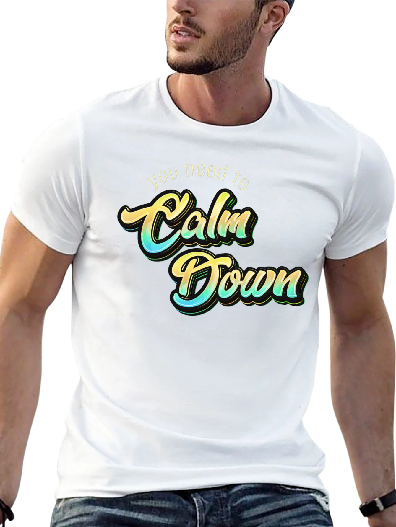 Calm Down Graphic Tee - Trendy Slogan T-Shirt