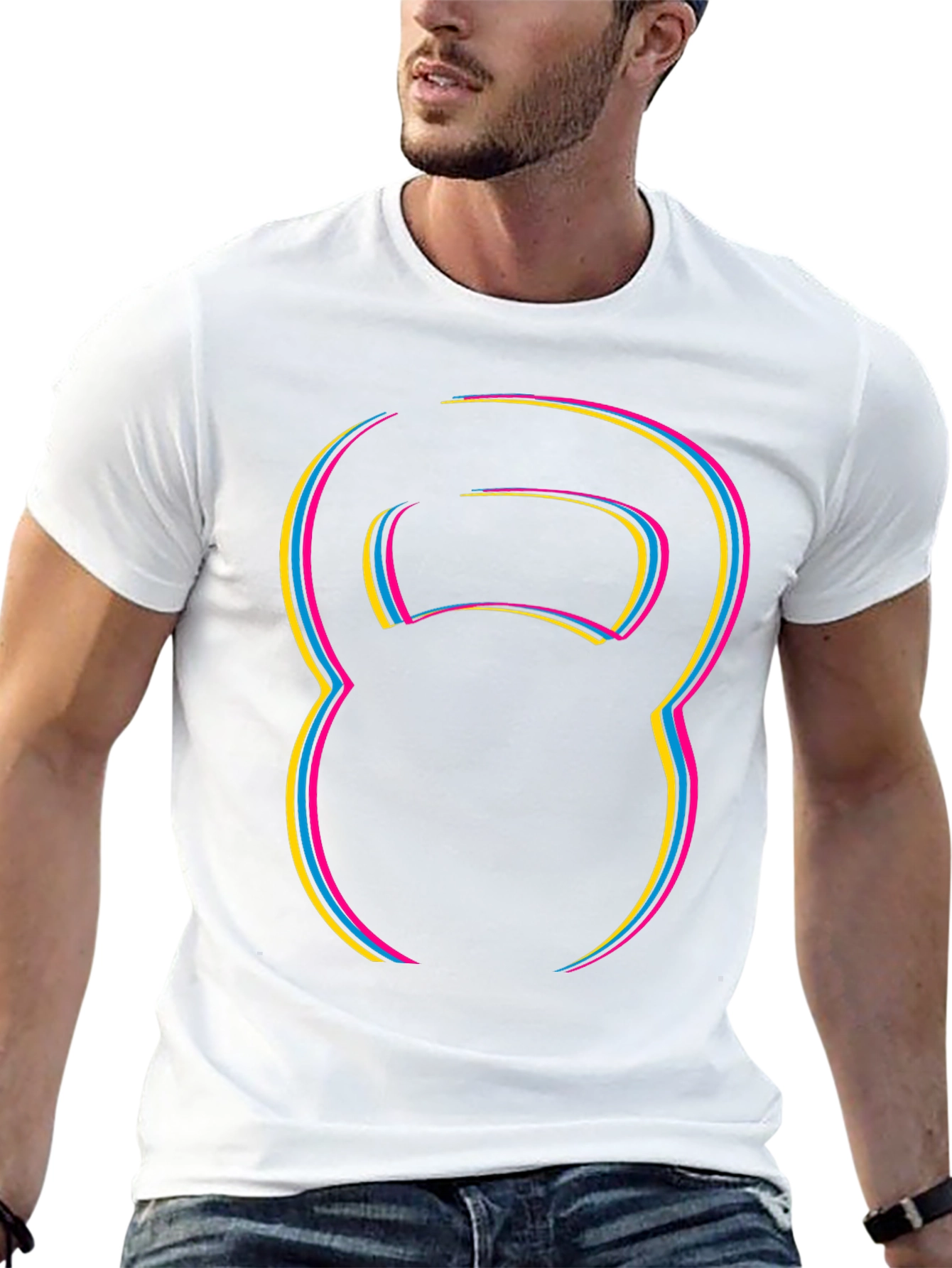 Kettlebell Outline Graphic T-Shirt - Black