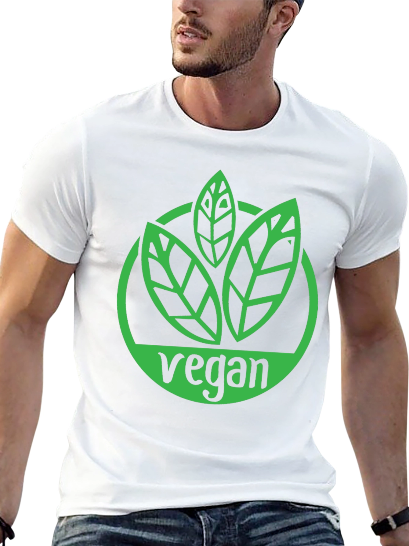 Vegan Graphic Tee - Leaf Logo Black Shirt