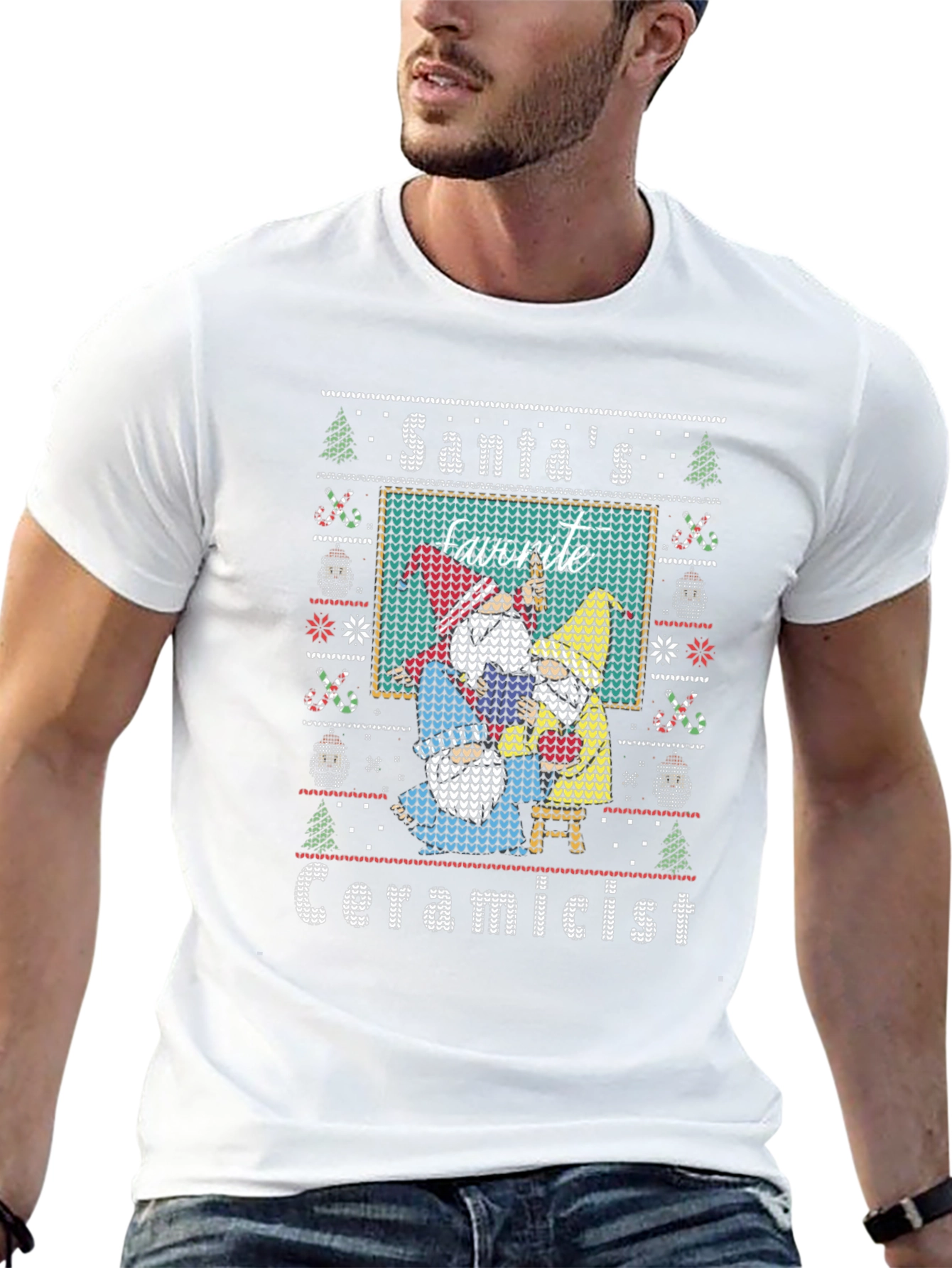 Santas Favorite Ceramicist Christmas Knit T-Shirt