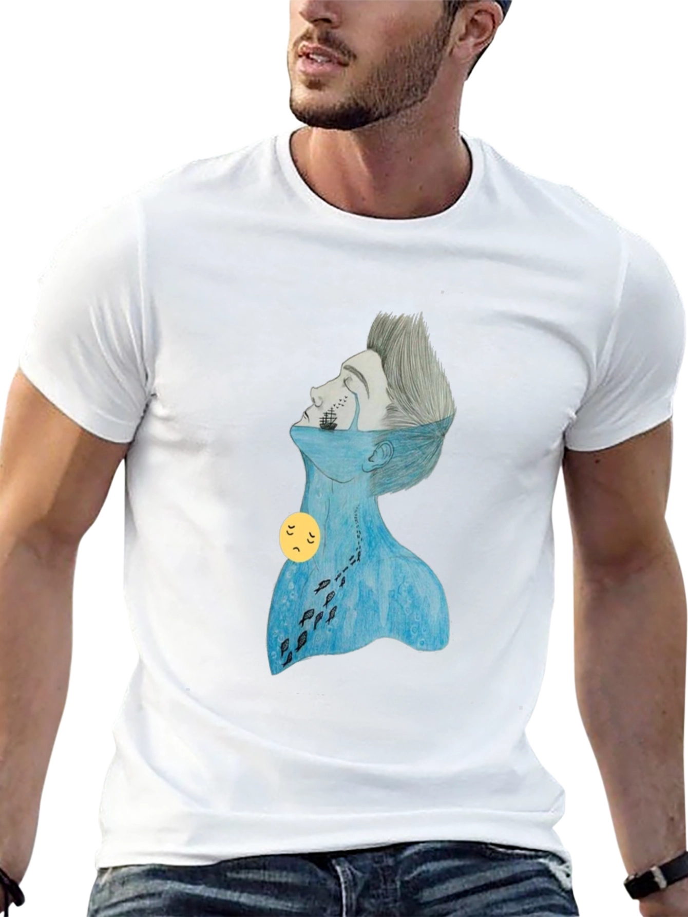 Melancholy Ocean Graphic Tee - Black Unisex