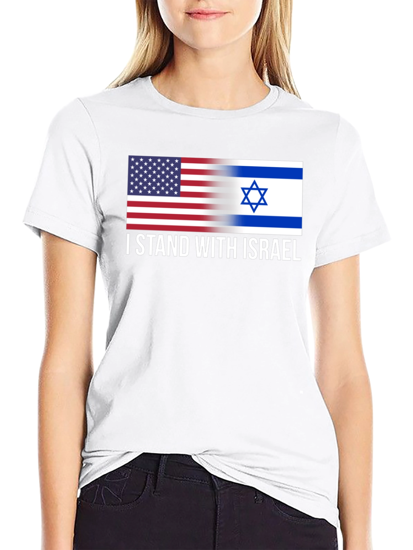 I Stand With Israel T-Shirt USA Israel Flag