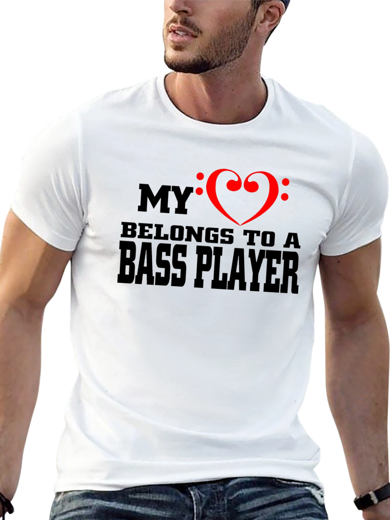 Bass Player Heart Graphic T-Shirt