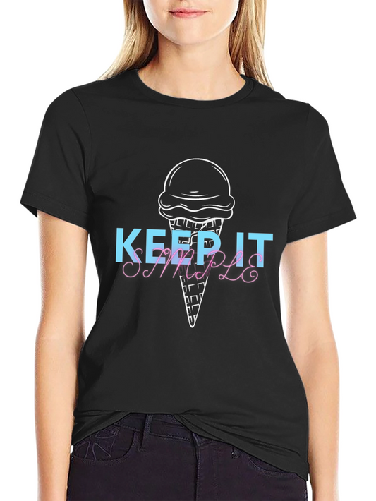 Keep It Simple Ice Cream Graphic Tee - Black