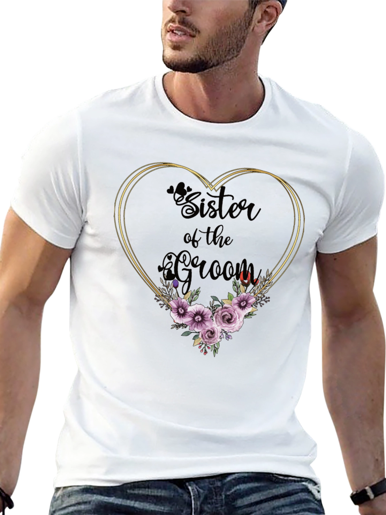 Sister of the Groom Floral Heart T-Shirt