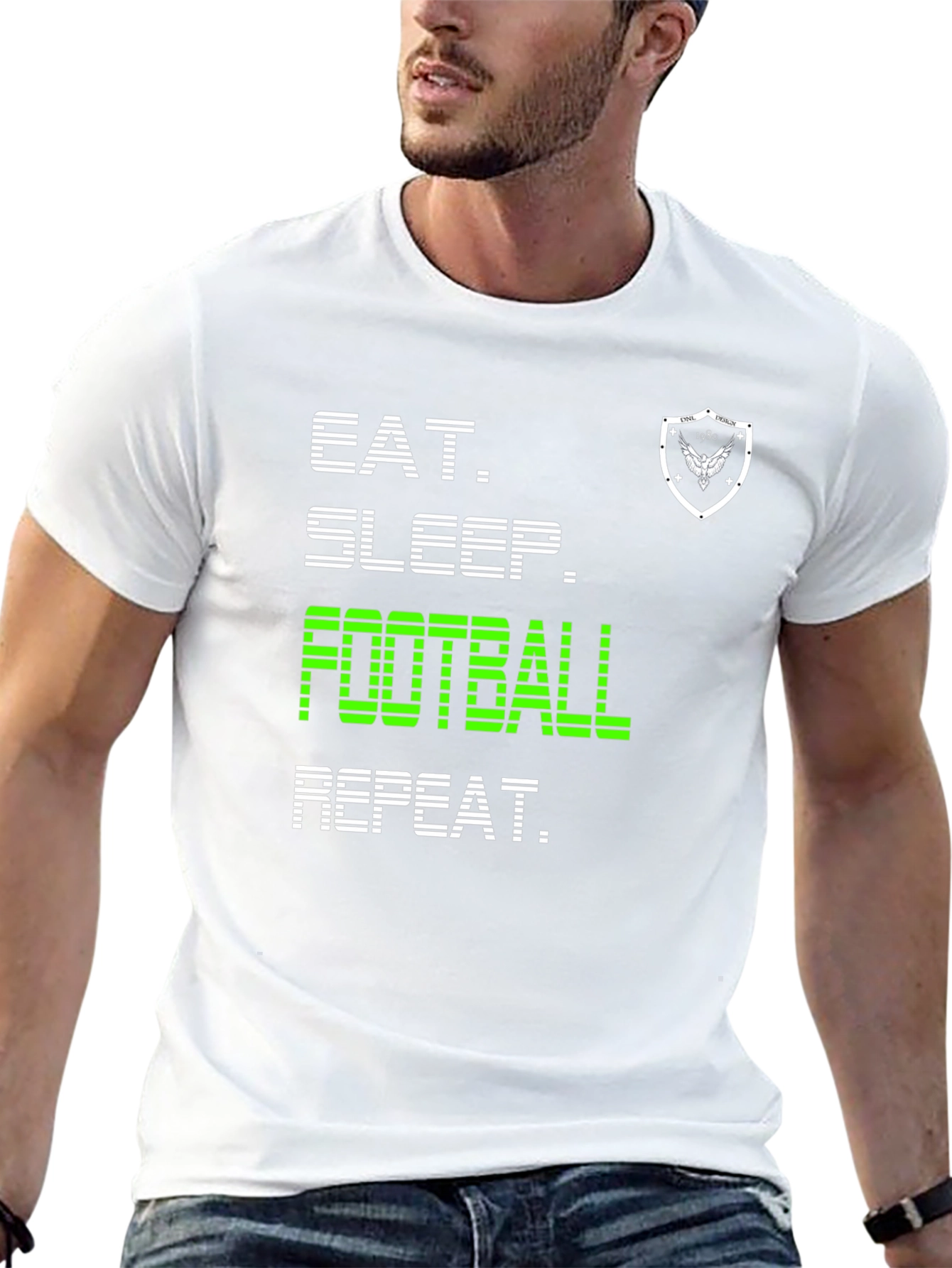 Eat Sleep Football Repeat Graphic T-Shirt
