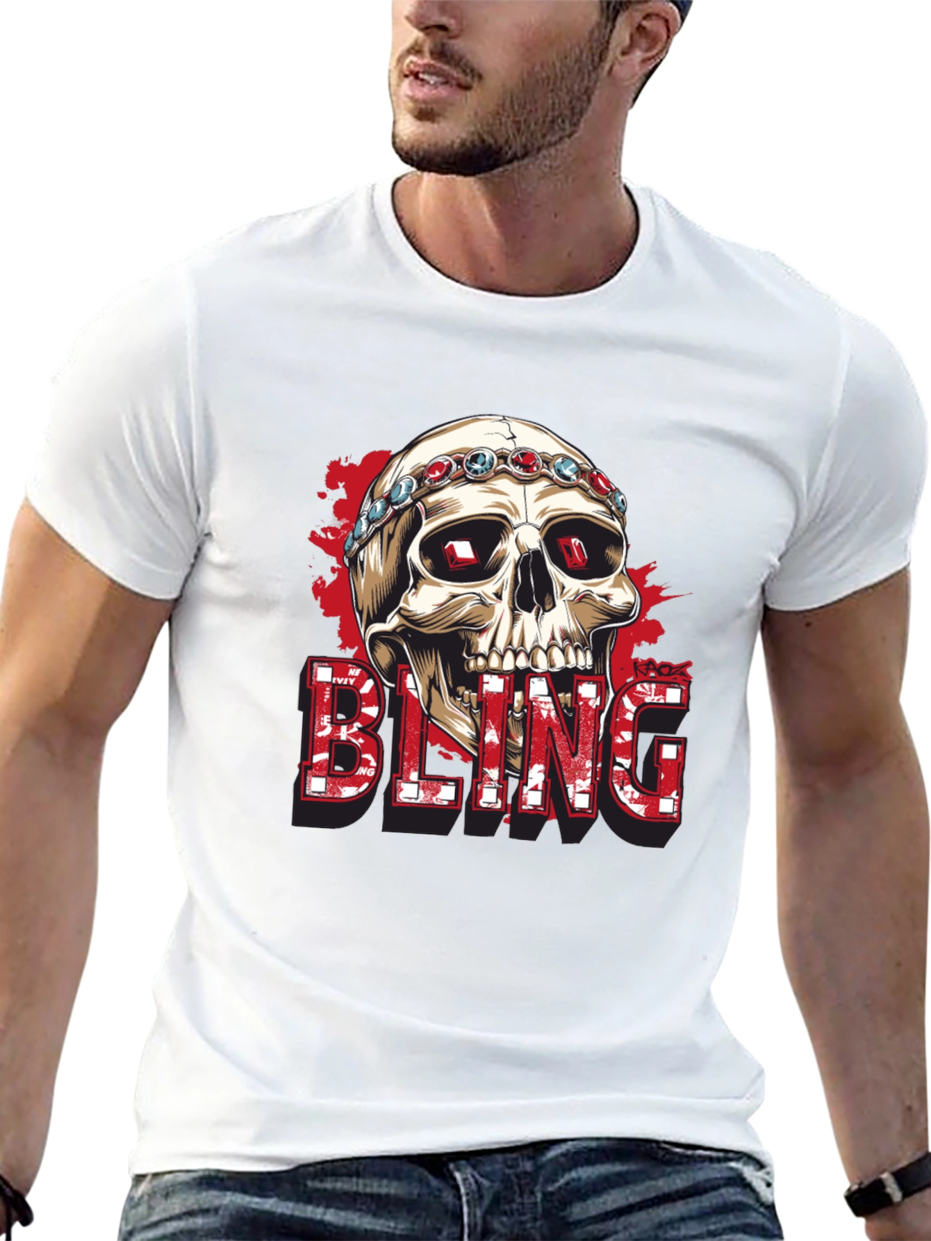 Skull Bling Graphic Tee - Mens Fashion