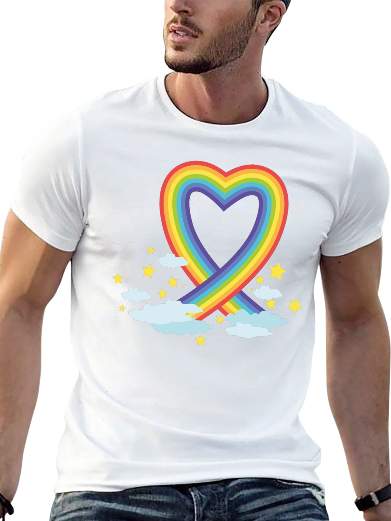 Rainbow Heart Graphic Tee - Soft Cotton Blend