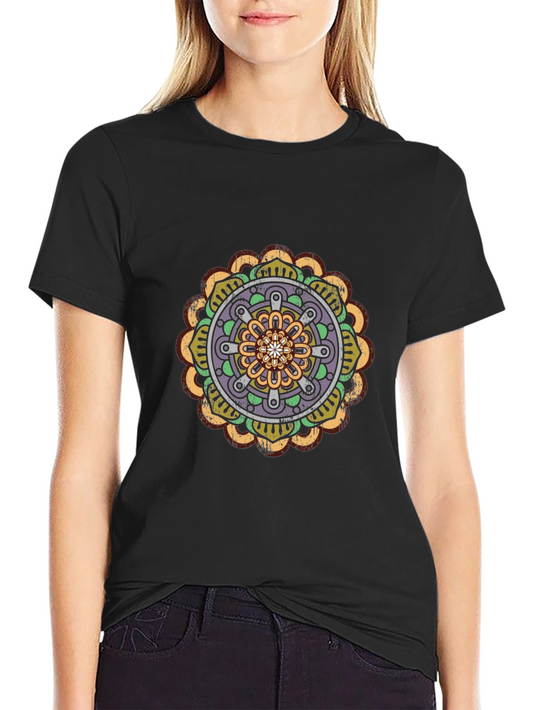 Black Mandala Graphic Tee - Stylish Mens Cotton T-Shirt