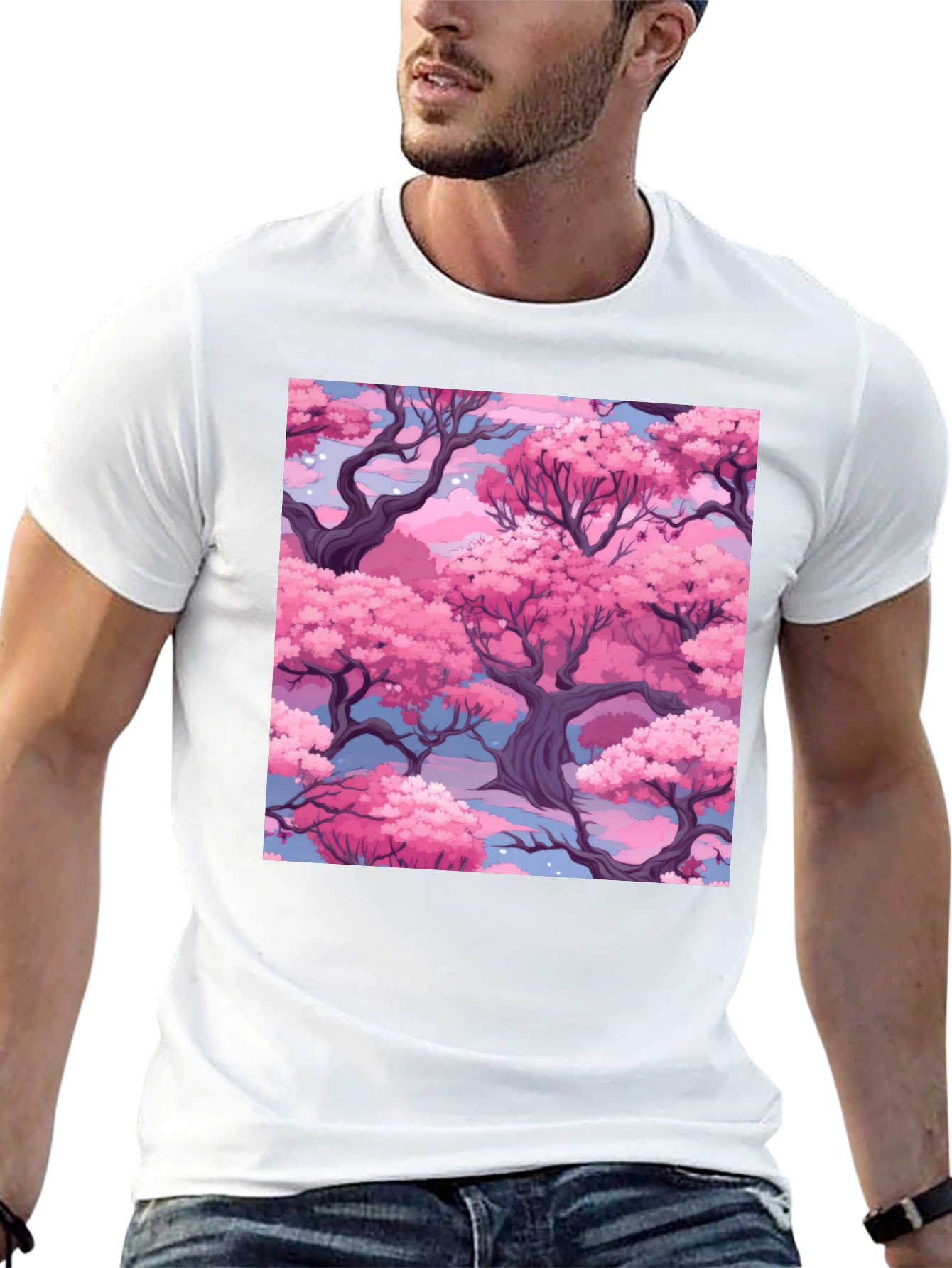 Sakura Blossom T-Shirt - Black Cotton Blend