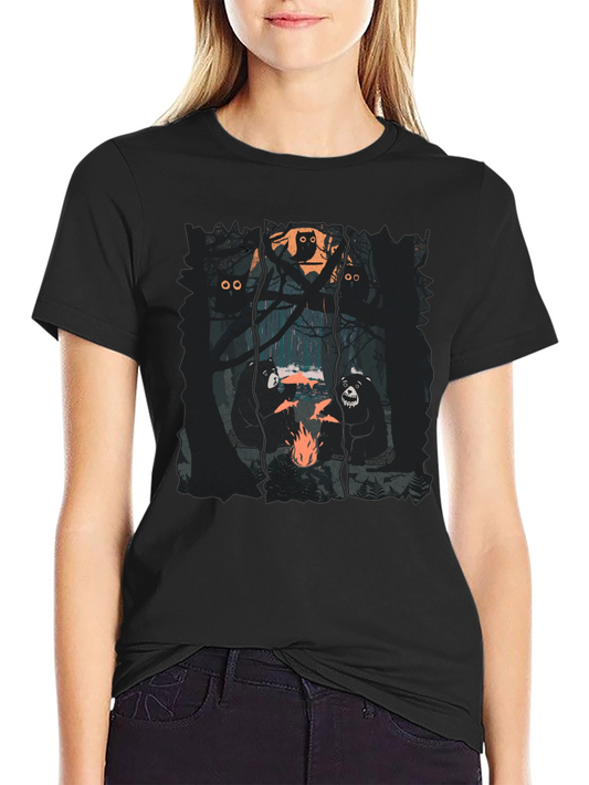 Bear Campfire Graphic Tee - Forest Adventure