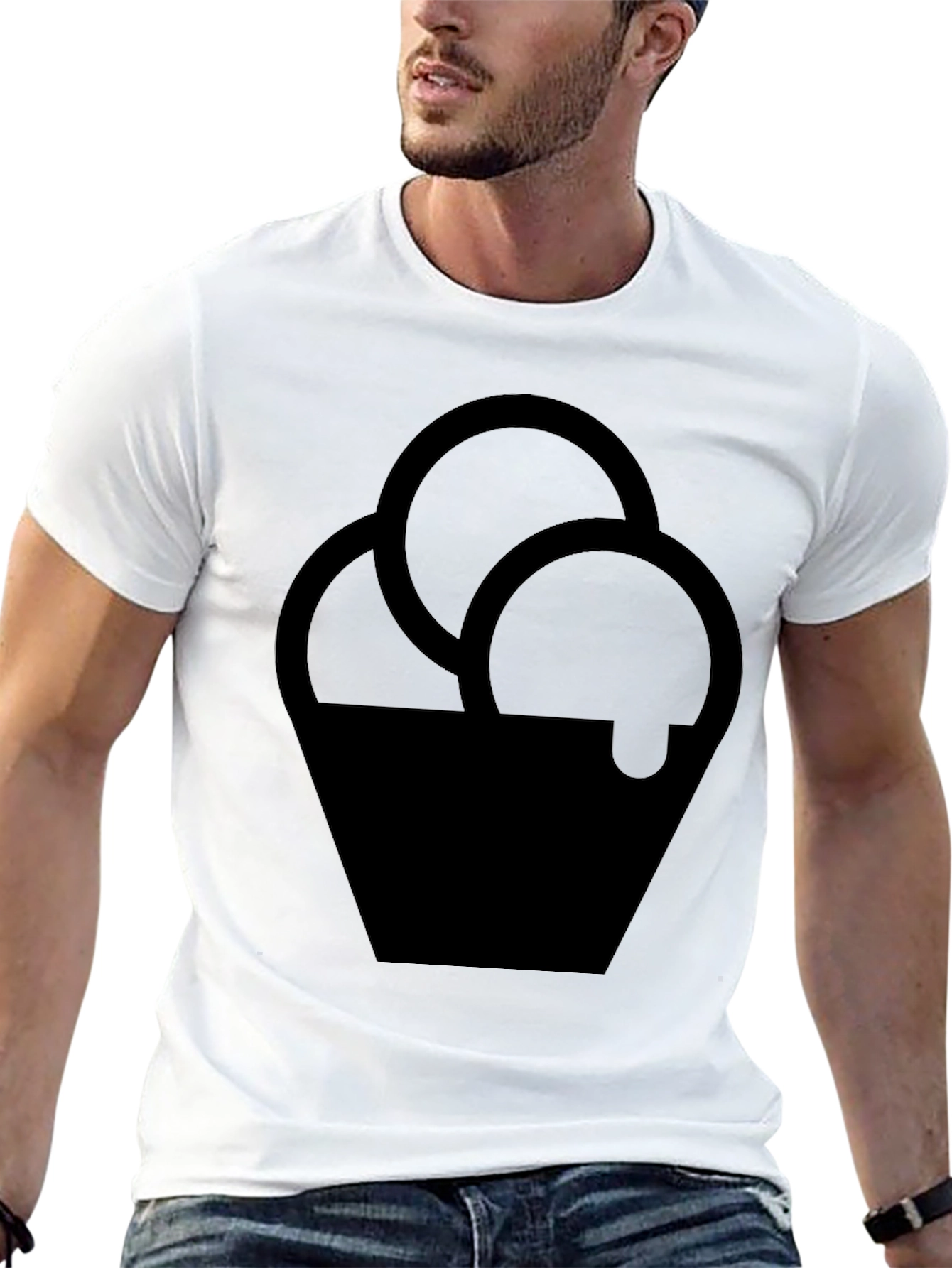 Black T-Shirt with Ice Cream Graphic