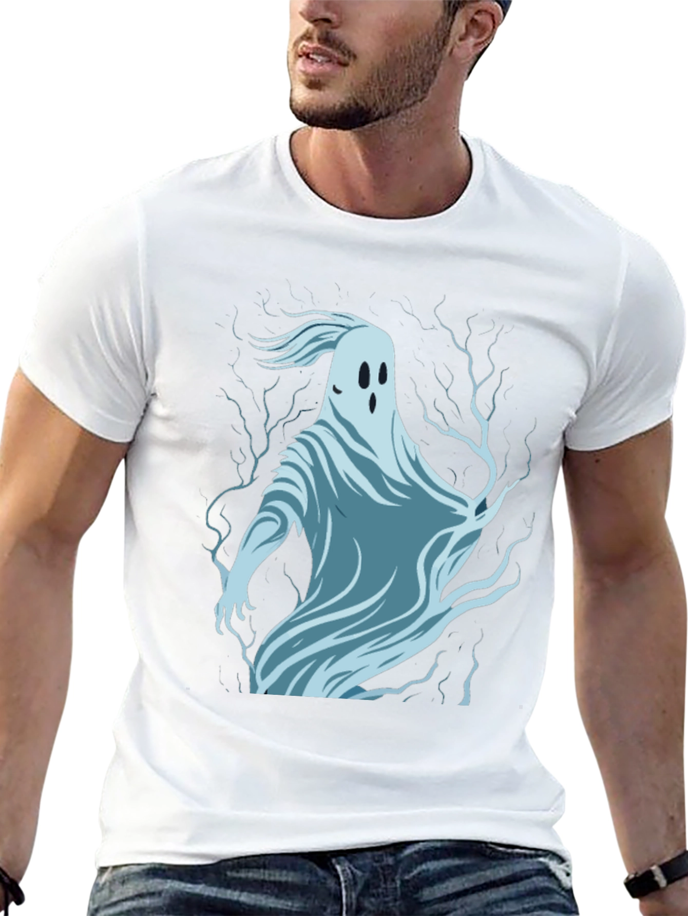 Ghost Graphic Print Black T-Shirt