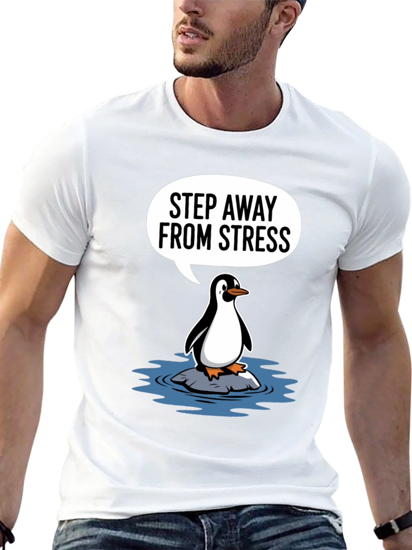 Step Away From Stress Penguin Graphic Tee