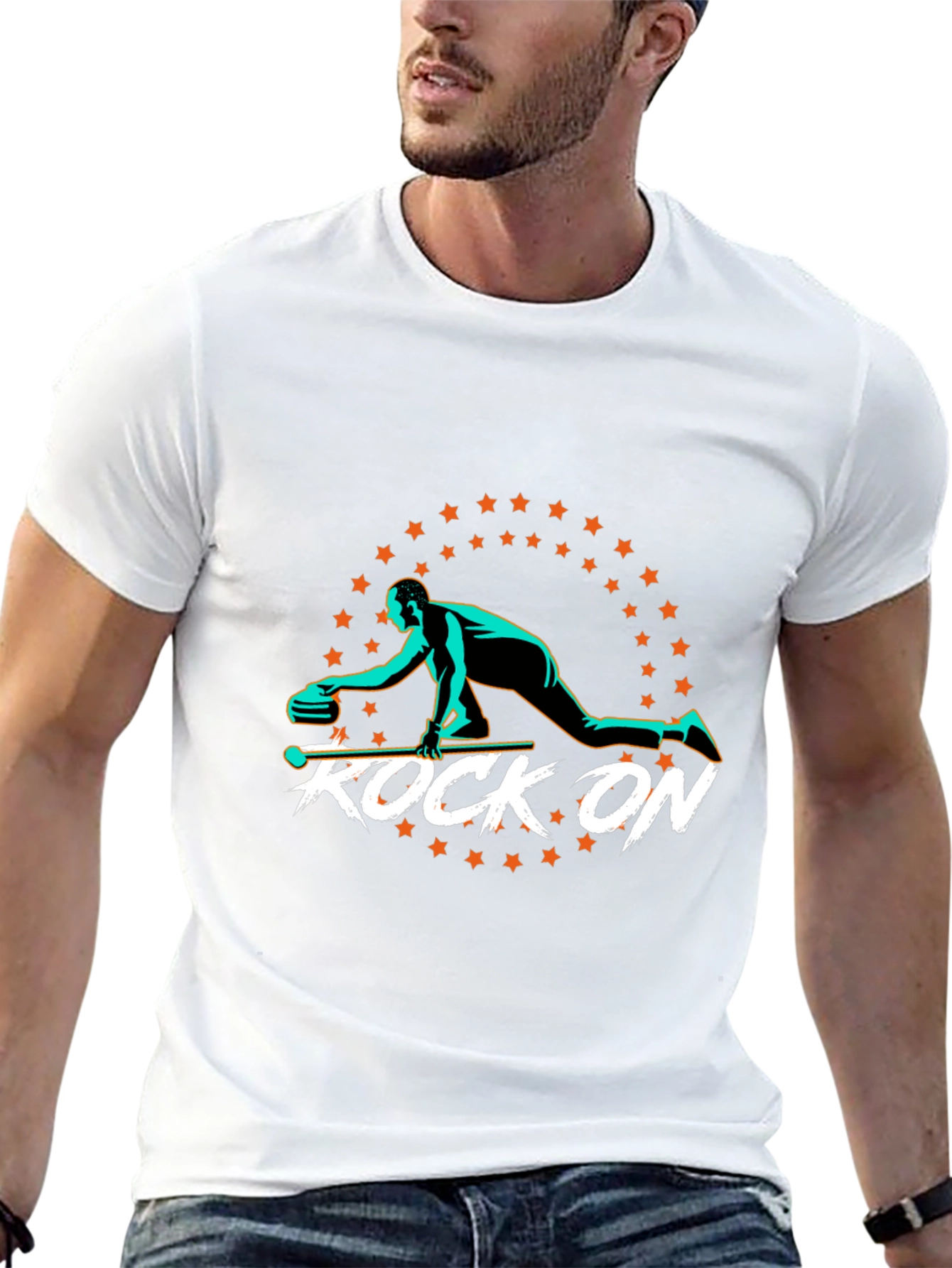 Rock On Curling Graphic T-Shirt