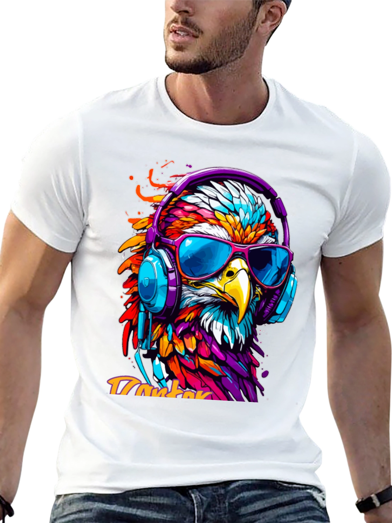 Cool Eagle Headphones Graphic Tee