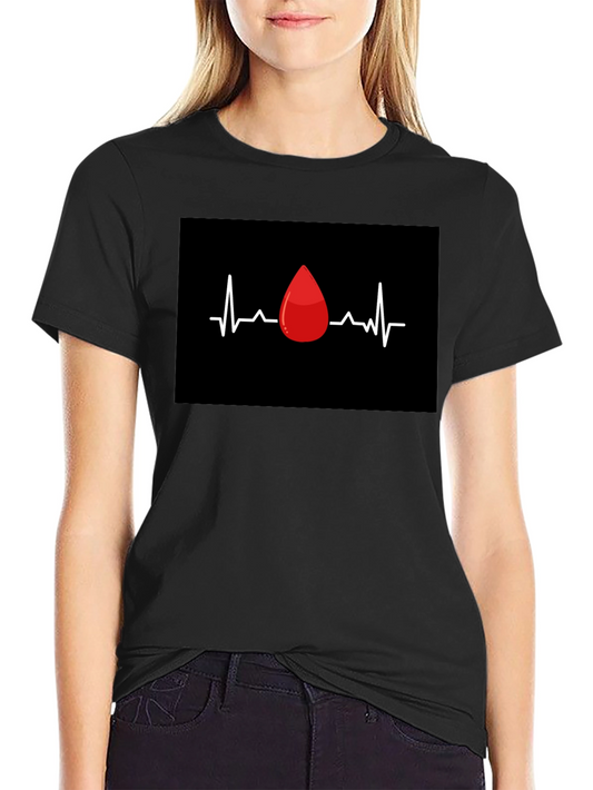 Blood Drop Heartbeat Graphic Tee