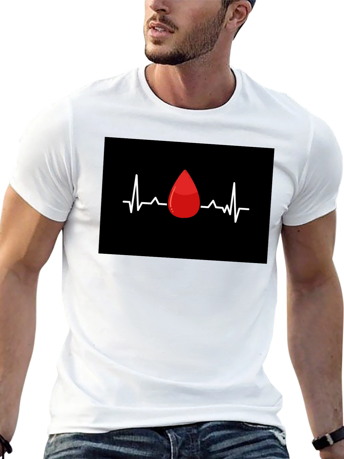 Blood Drop Heartbeat Graphic Tee