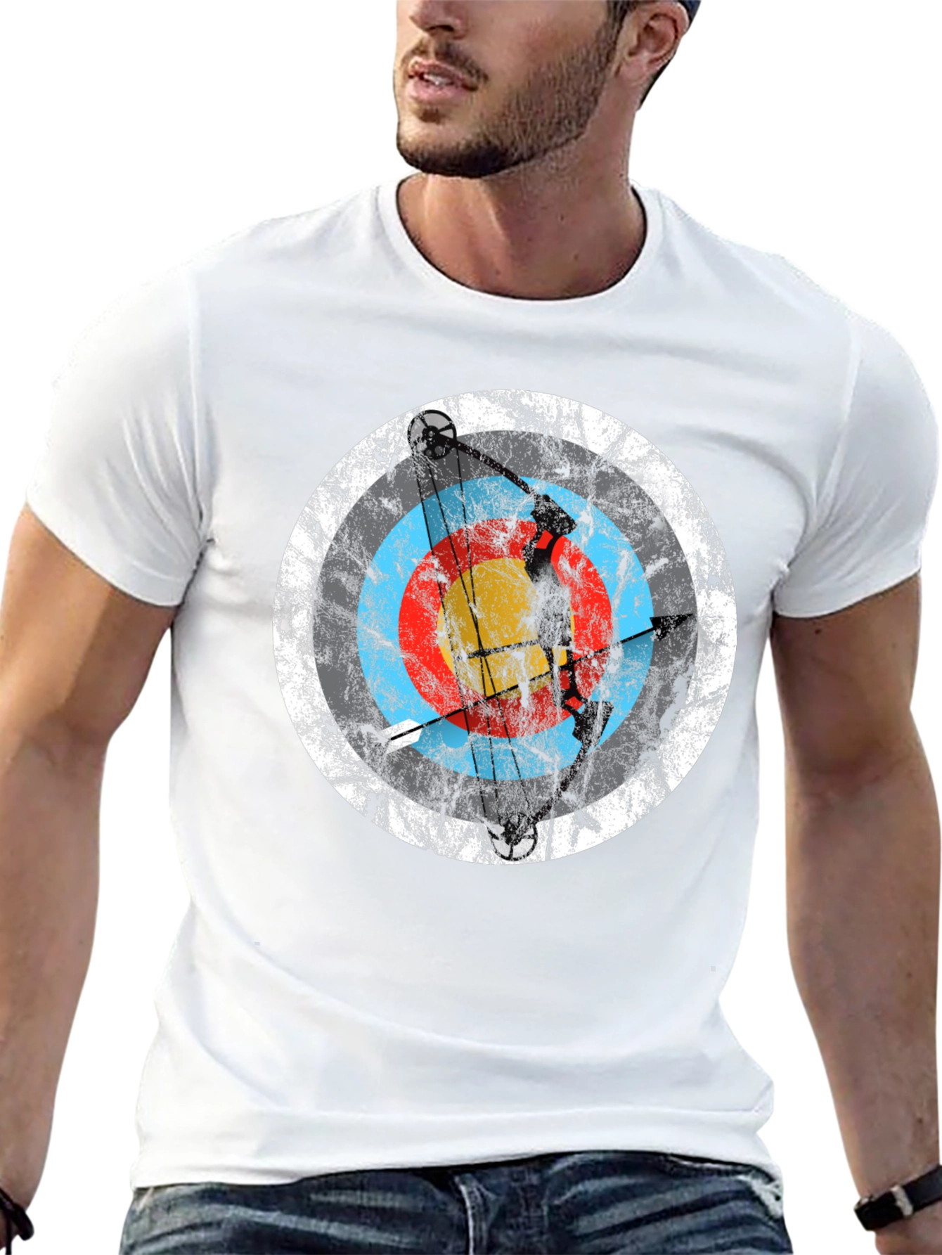 Archery Target Graphic Tee - Black Crew Neck T-Shirt