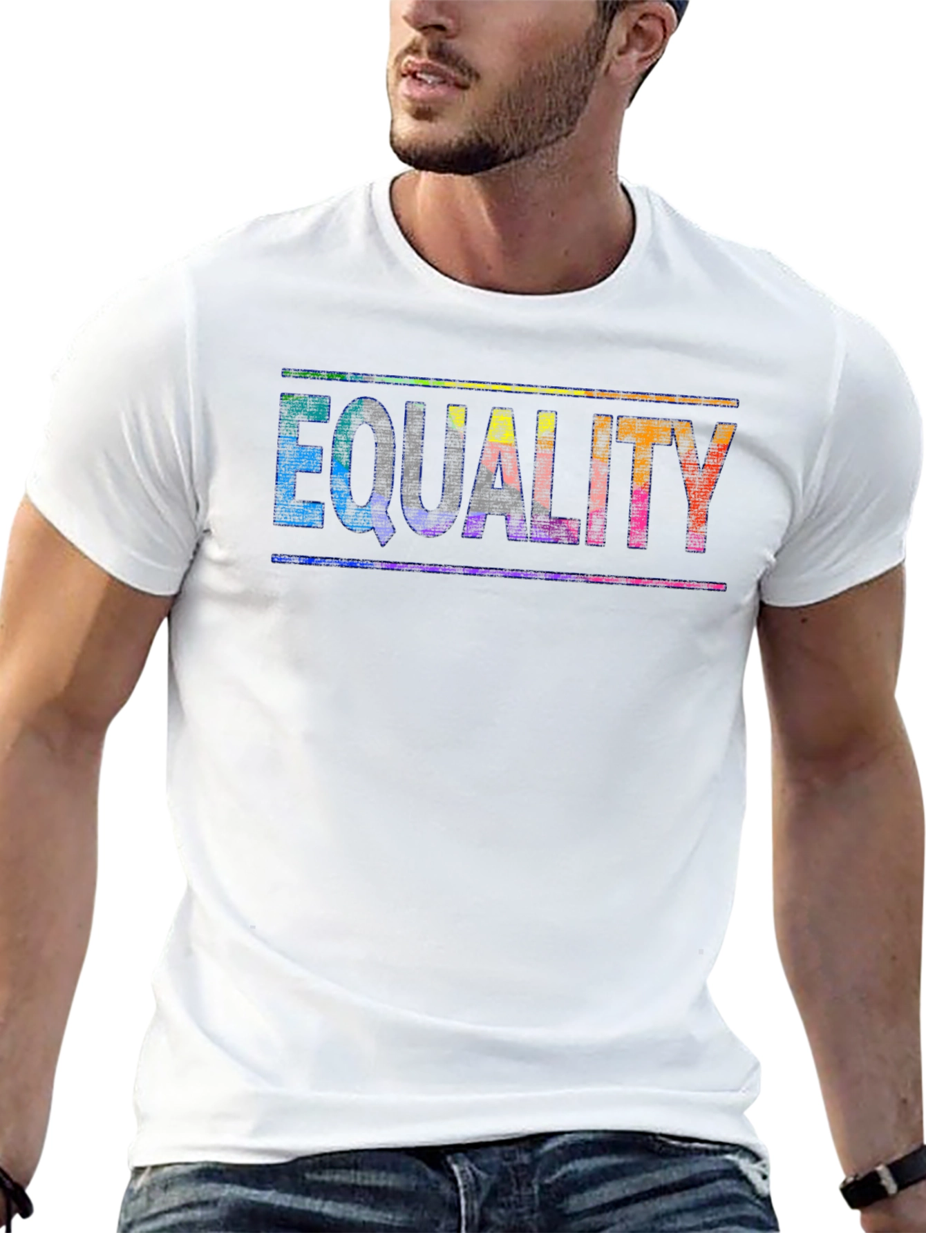 Equality Rainbow Print Black T-Shirt