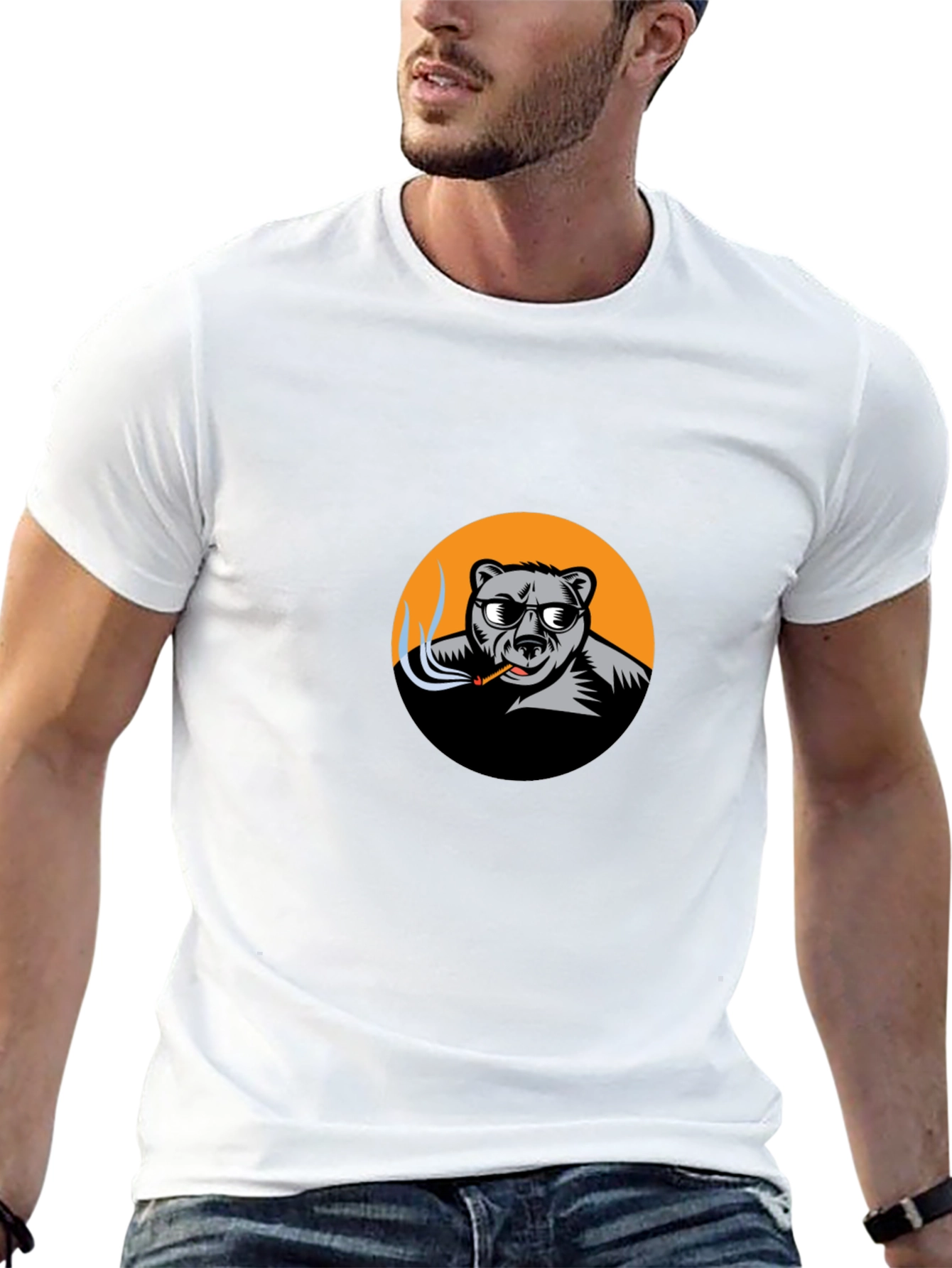 Cool Bear Smoker Graphic Tee - Black