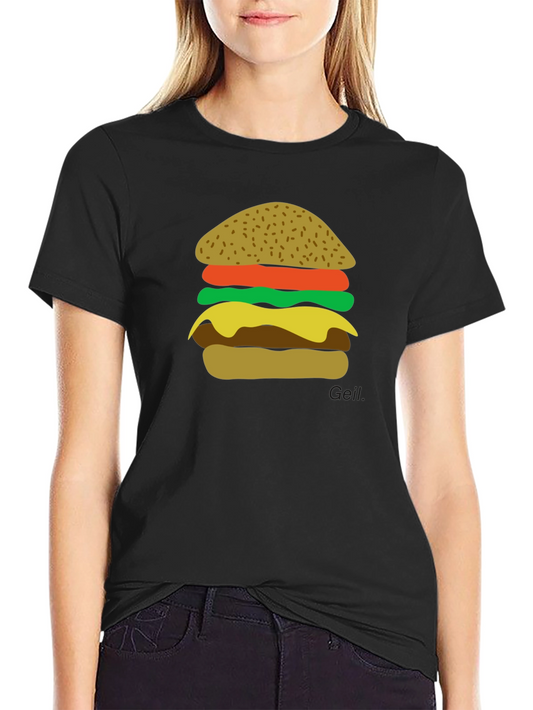 Burger Graphic Black T-Shirt - Foodie Tee
