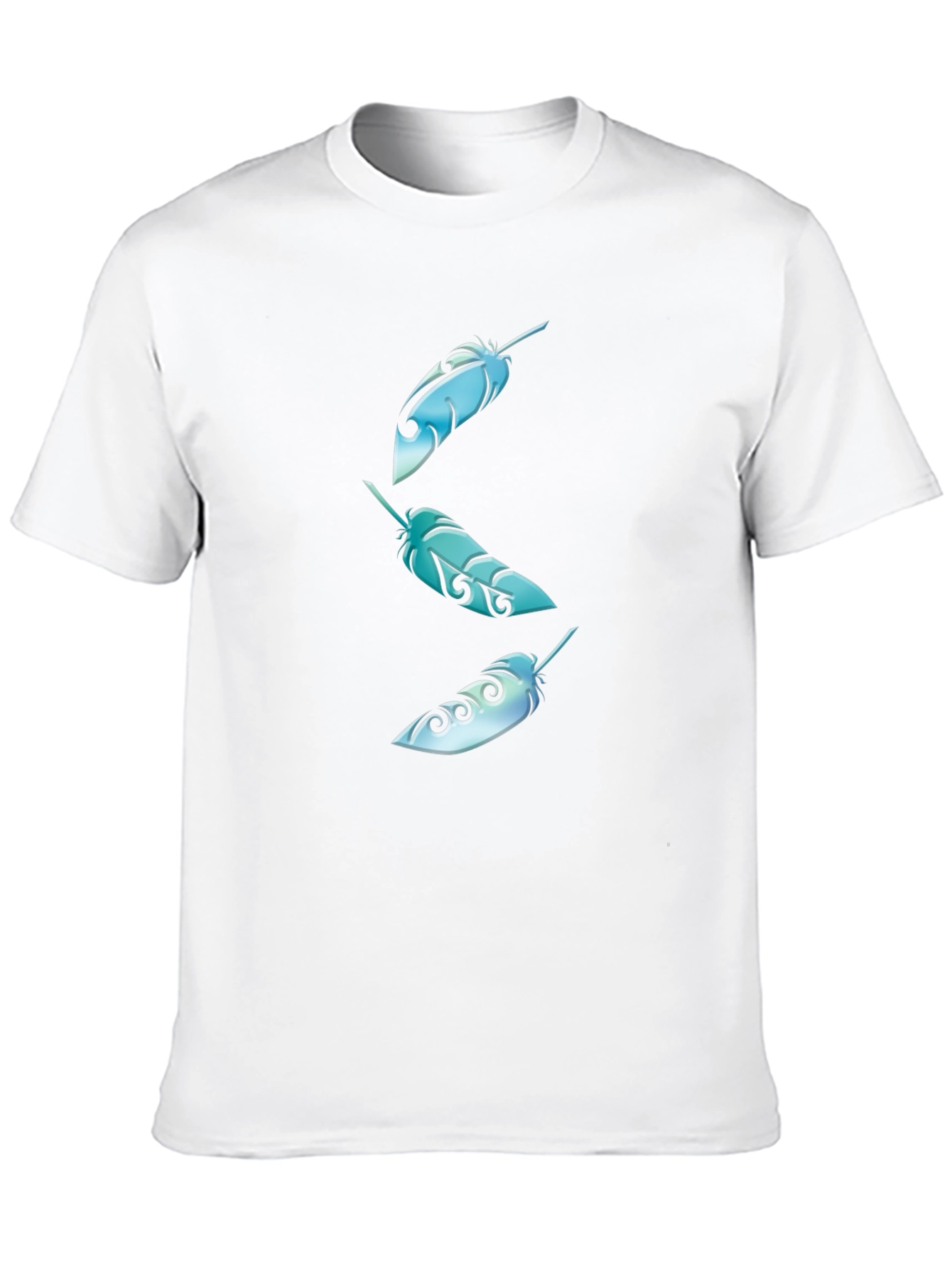 Feather Graphic Print Black Crew Neck T-Shirt