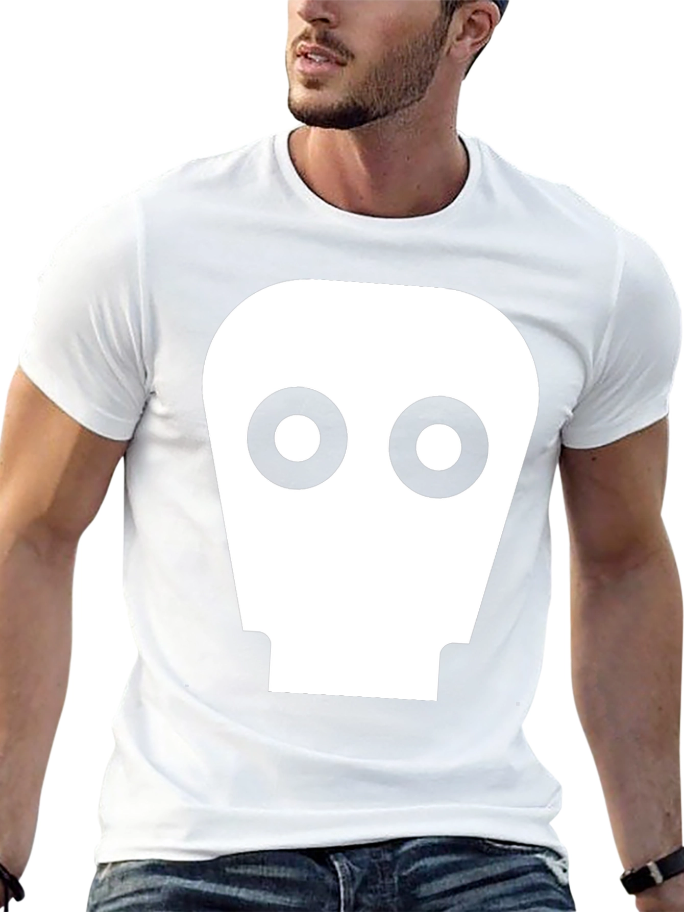 Retro Robot Head Graphic Tee - Black