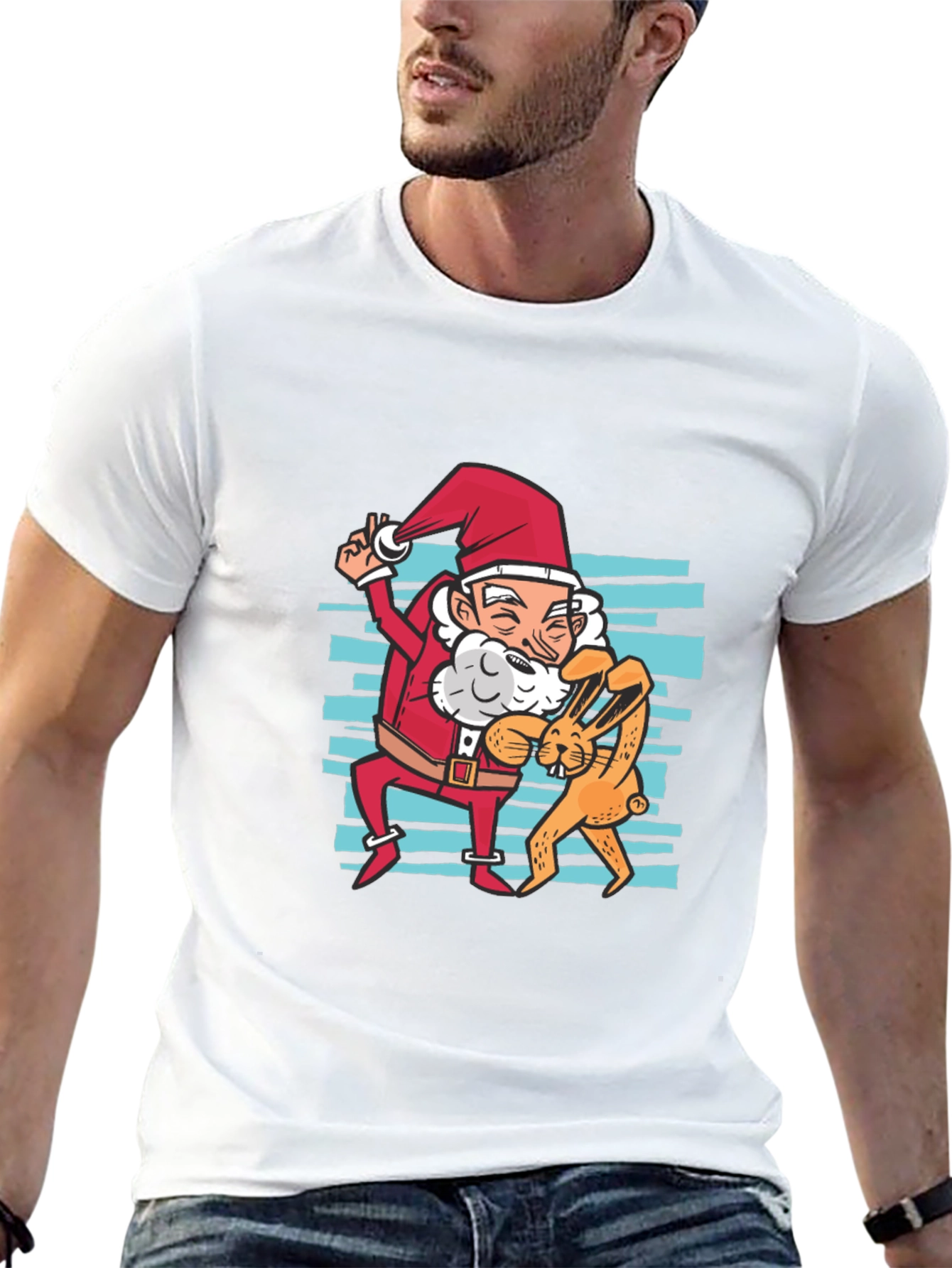 Santa & Bunny T-Shirt: Festive Holiday Fun