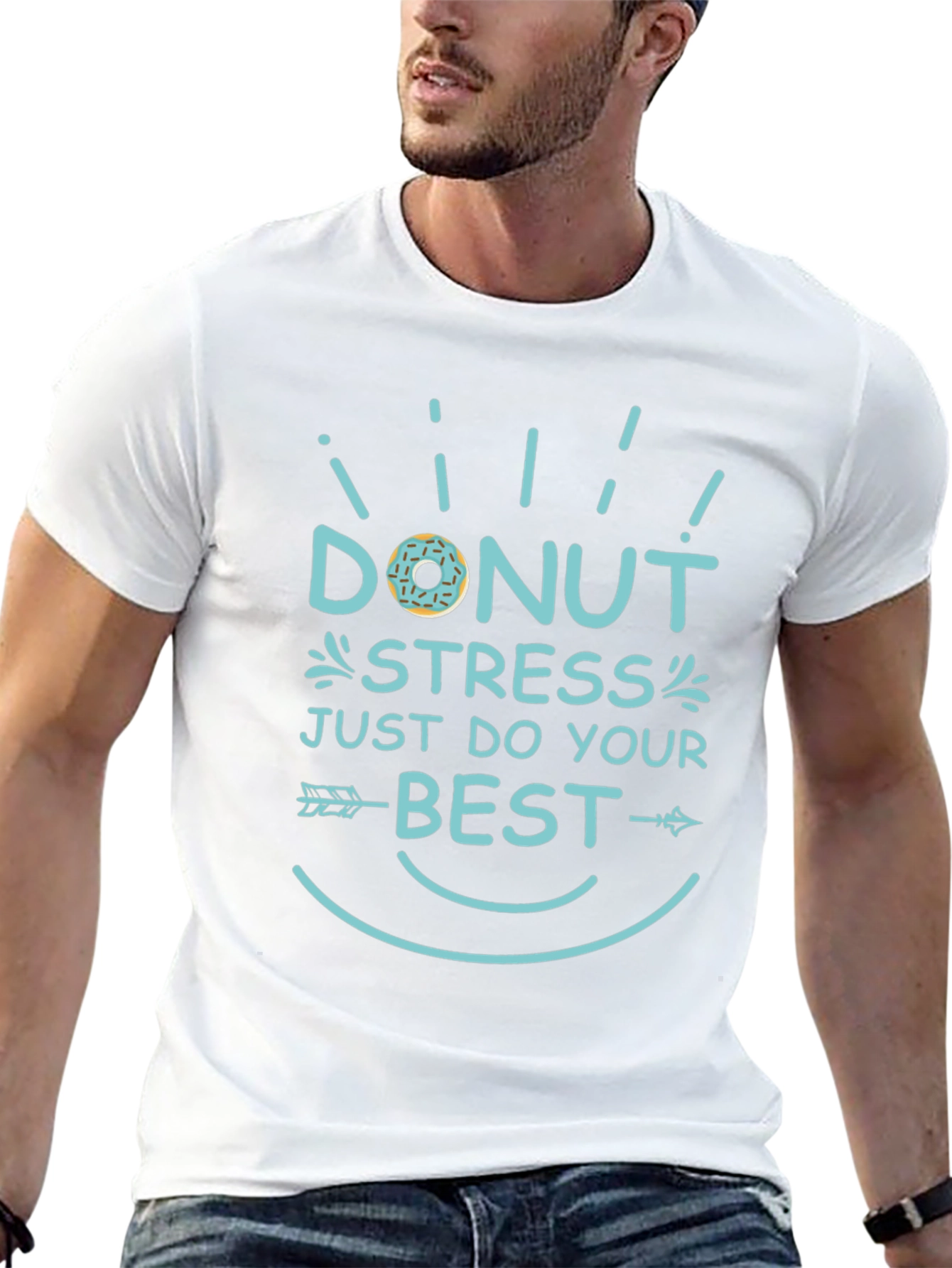 Donut Stress Mens Black Graphic T-Shirt